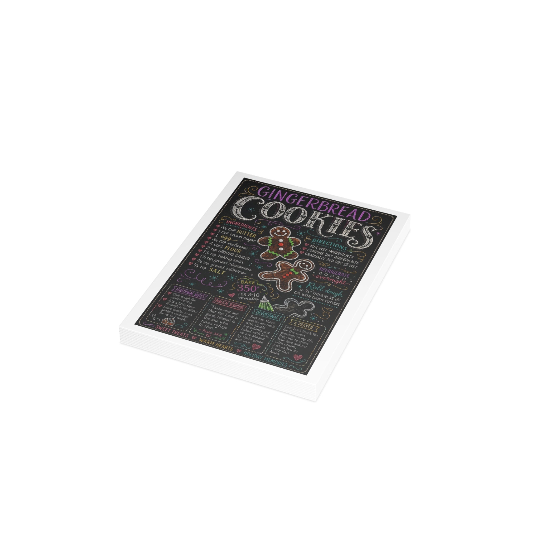 Gingerbread Cookie Recipe Holiday Postcard Bundles (envelopes included)
