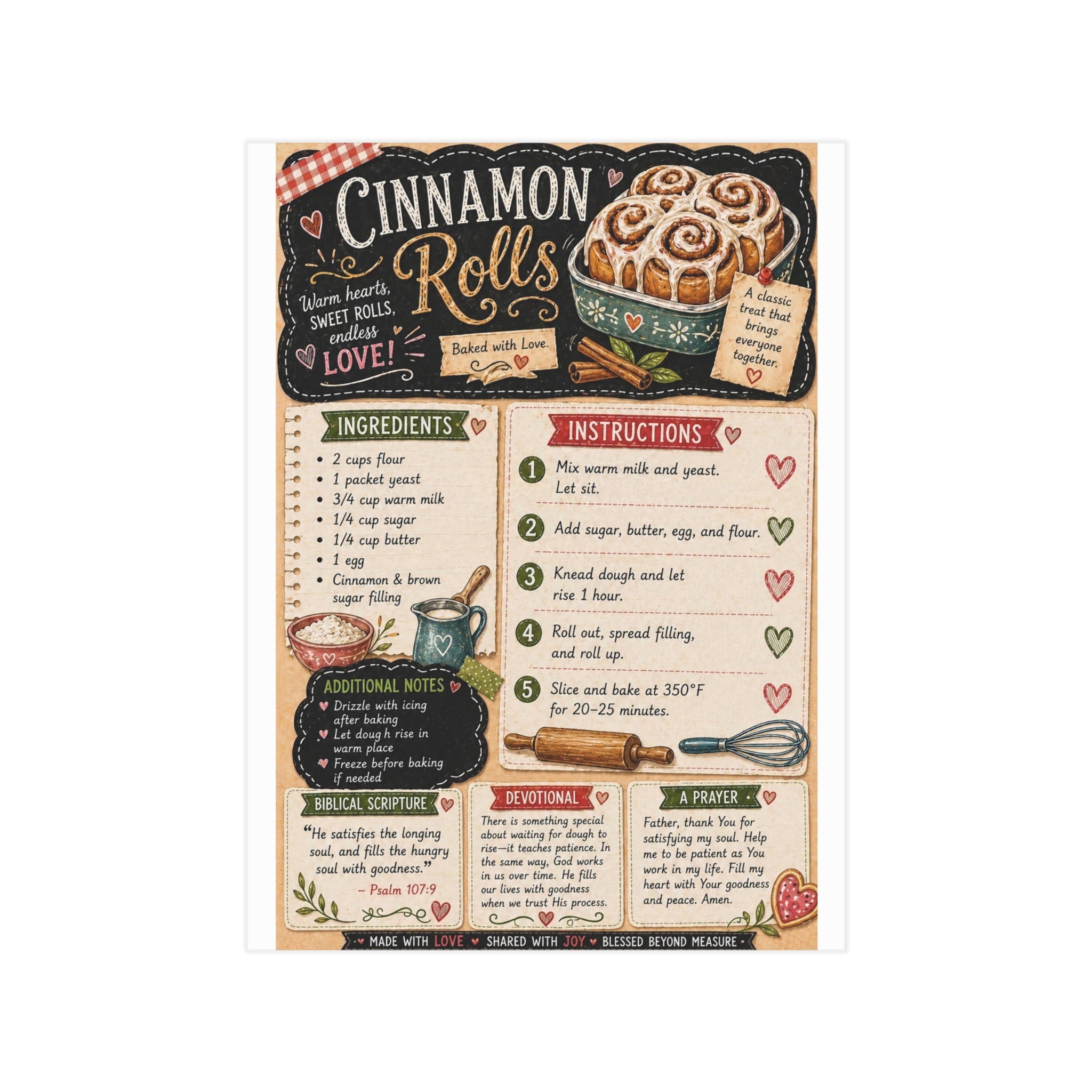 Cinnamon Rolls Recipe Print — Vintage Chalkboard Kitchen Art