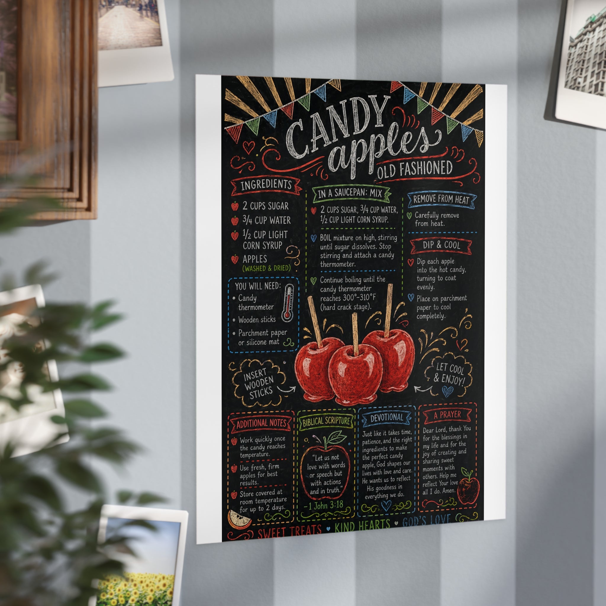 Candy Apples recipe print Unframed Prints | vintage chalkboard kitchen art
