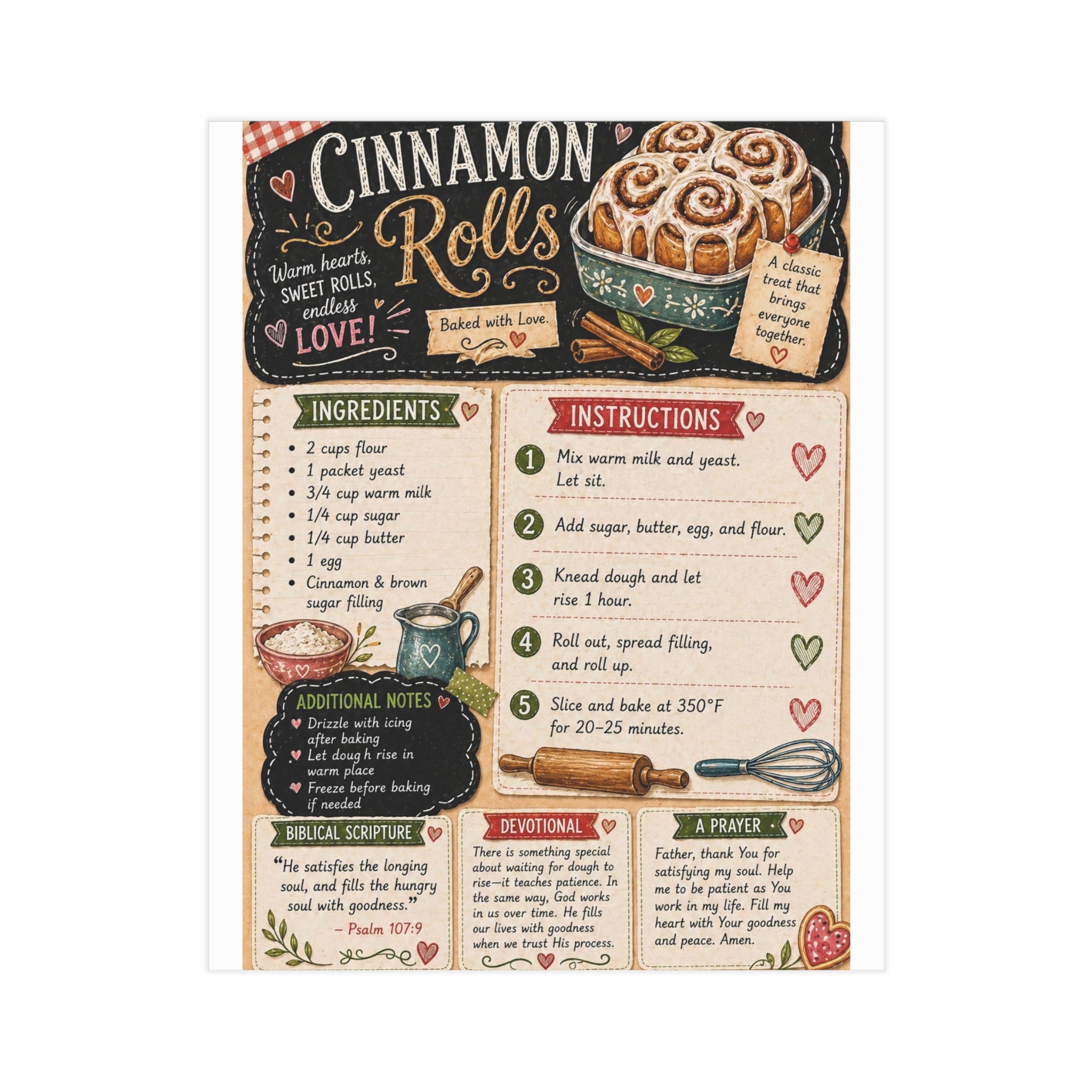 Cinnamon Rolls Recipe Print — Vintage Chalkboard Kitchen Art