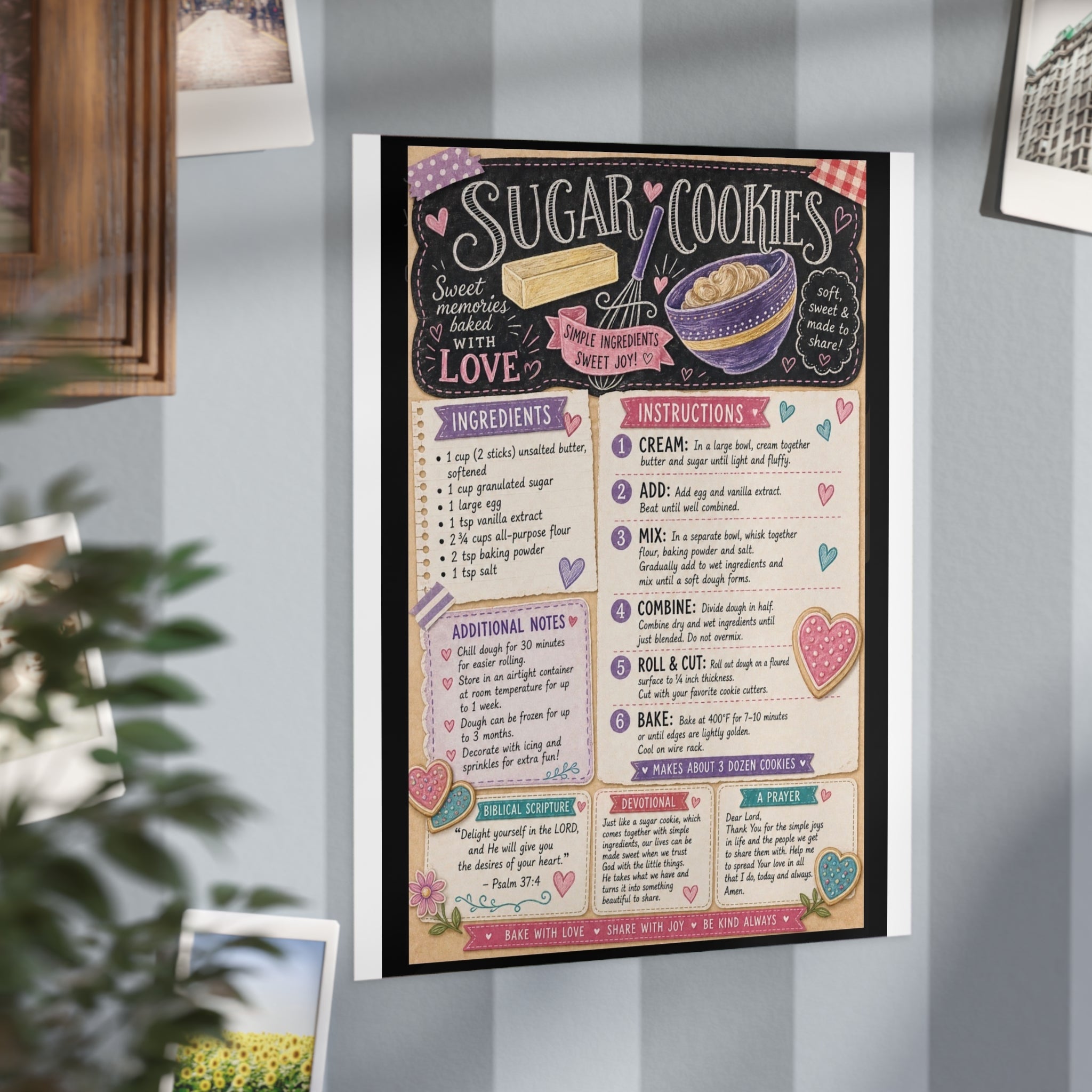Sugar Cookies Recipe Print — Decorative Kitchen Art Print