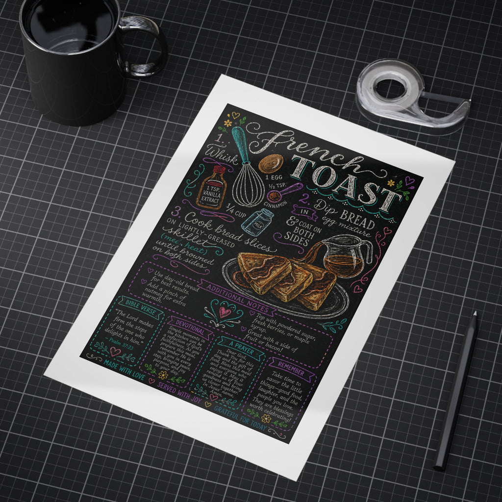 French Toast Recipe Print — Chalkboard Kitchen Art Unframed