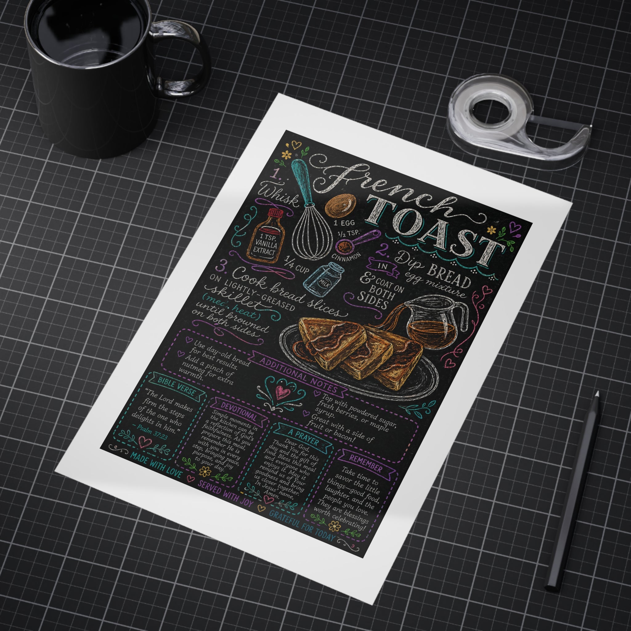 French Toast Recipe Print — Chalkboard Kitchen Art Unframed