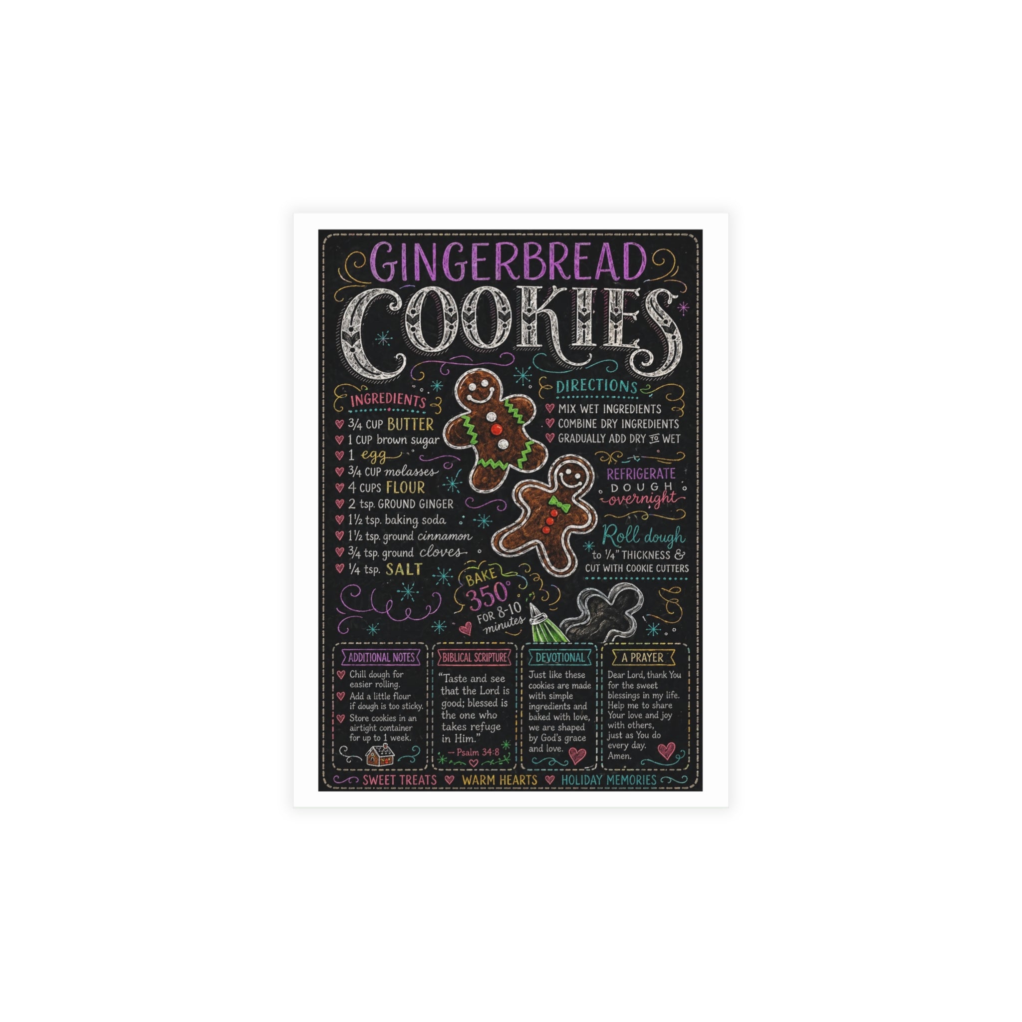 Gingerbread Cookie Recipe Holiday Postcard Bundles (envelopes included)