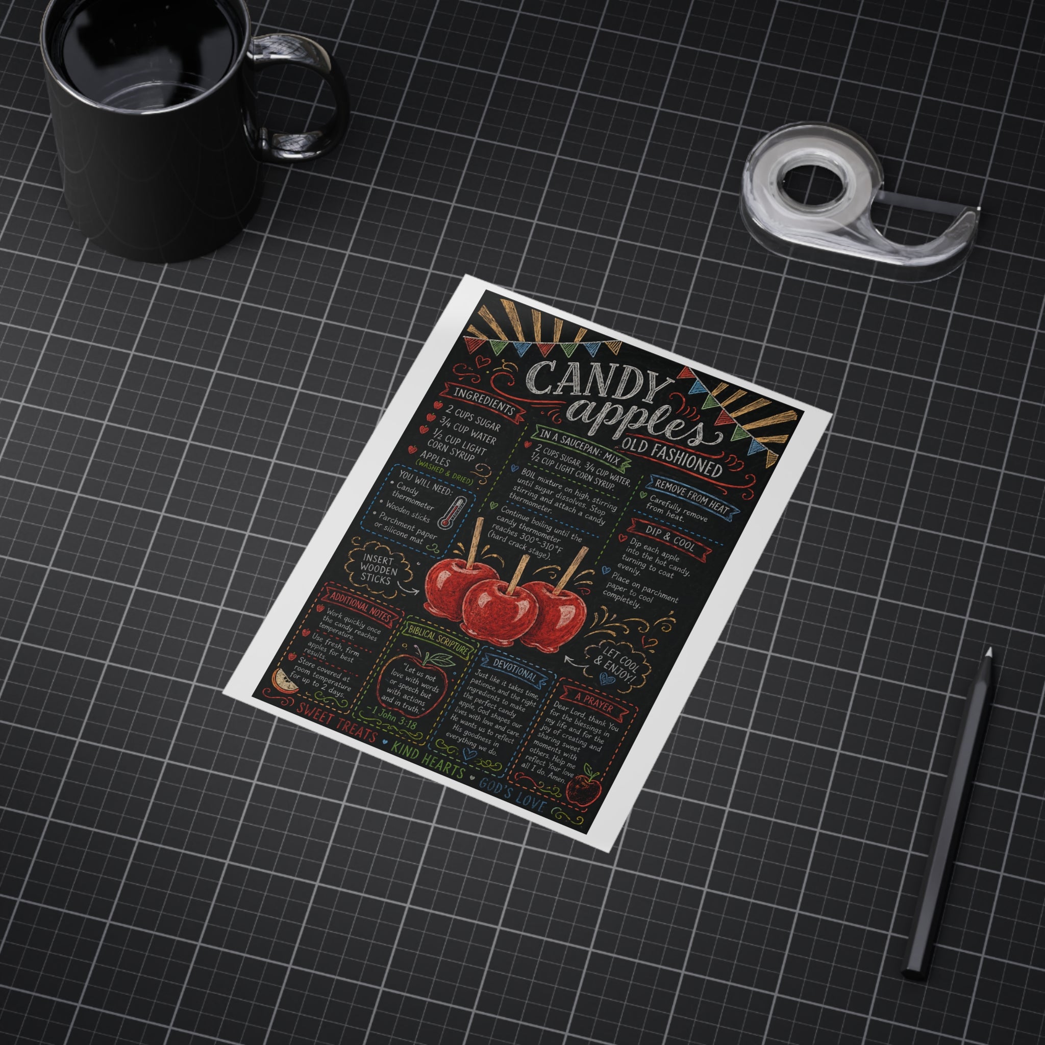 Candy Apples recipe print Unframed Prints | vintage chalkboard kitchen art