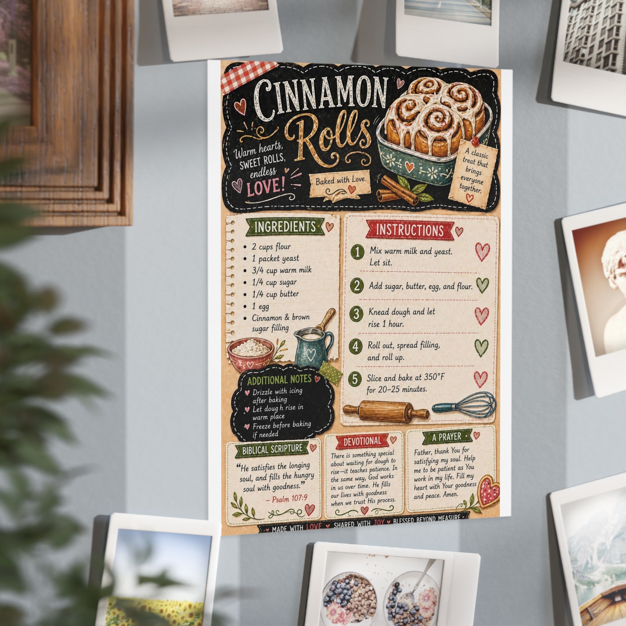 Cinnamon Rolls Recipe Print — Vintage Chalkboard Kitchen Art