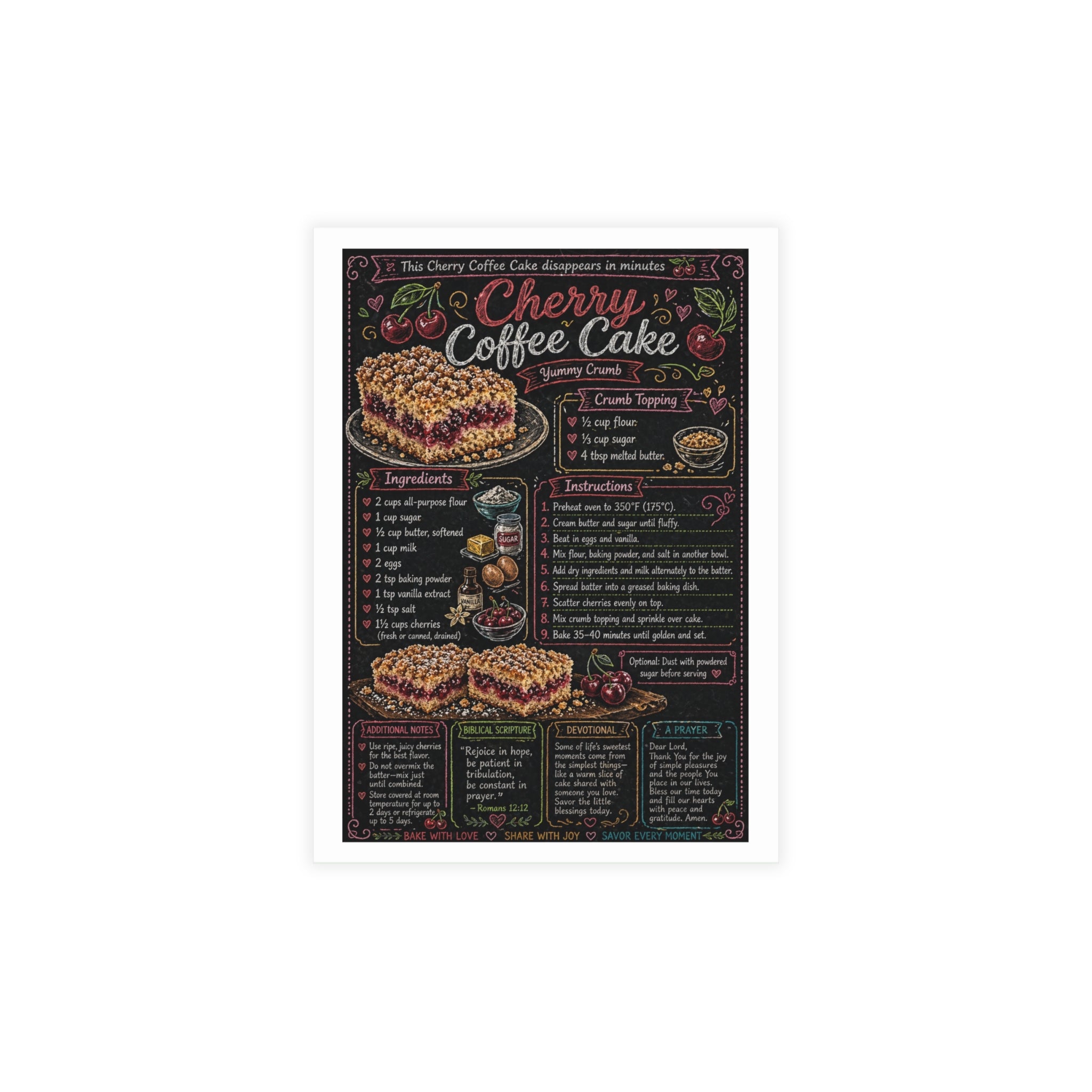 Cherry Coffee Birthday Cake Postcard Bundles (envelopes included)