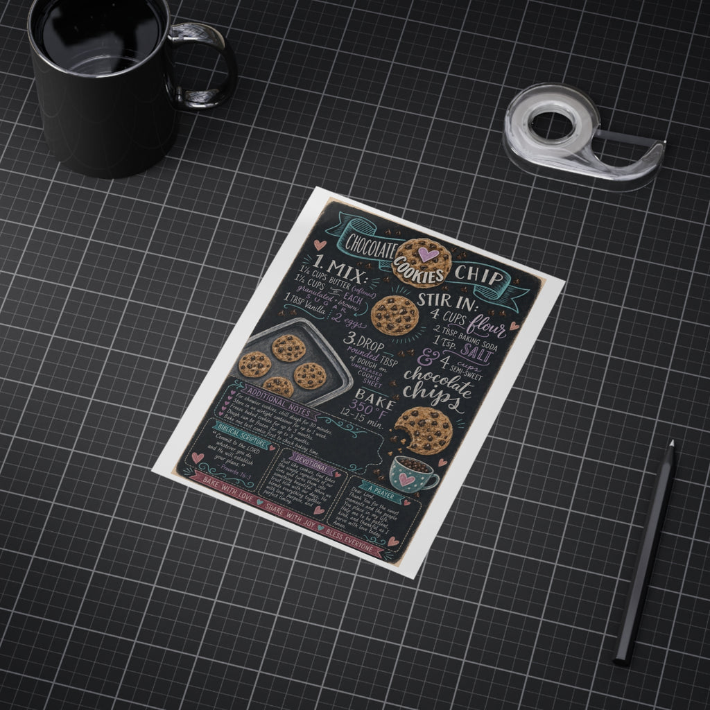 Chocolate Chip Cookies Recipe Print — Chalkboard Kitchen Art (Unframed)