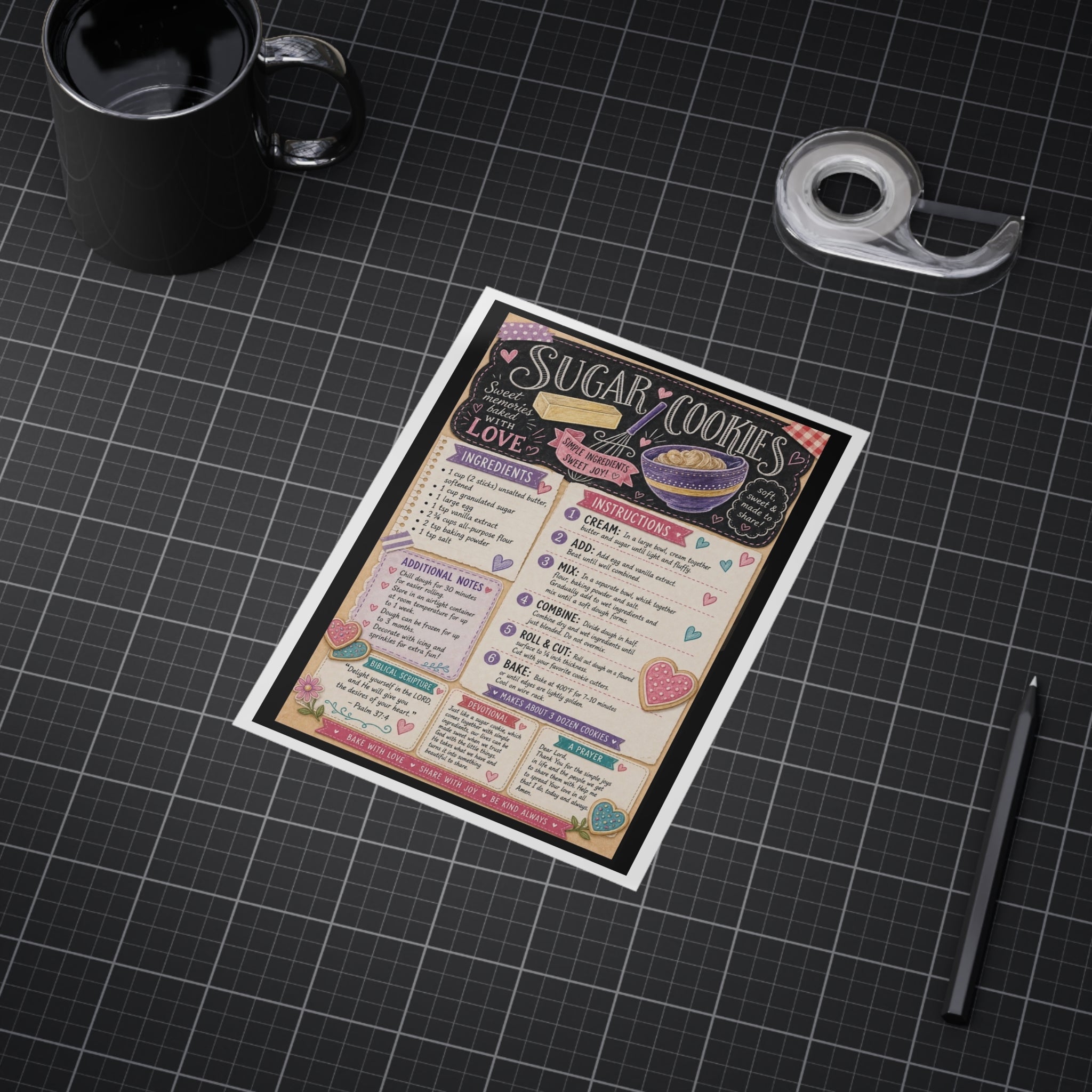 Sugar Cookies Recipe Print — Decorative Kitchen Art Print