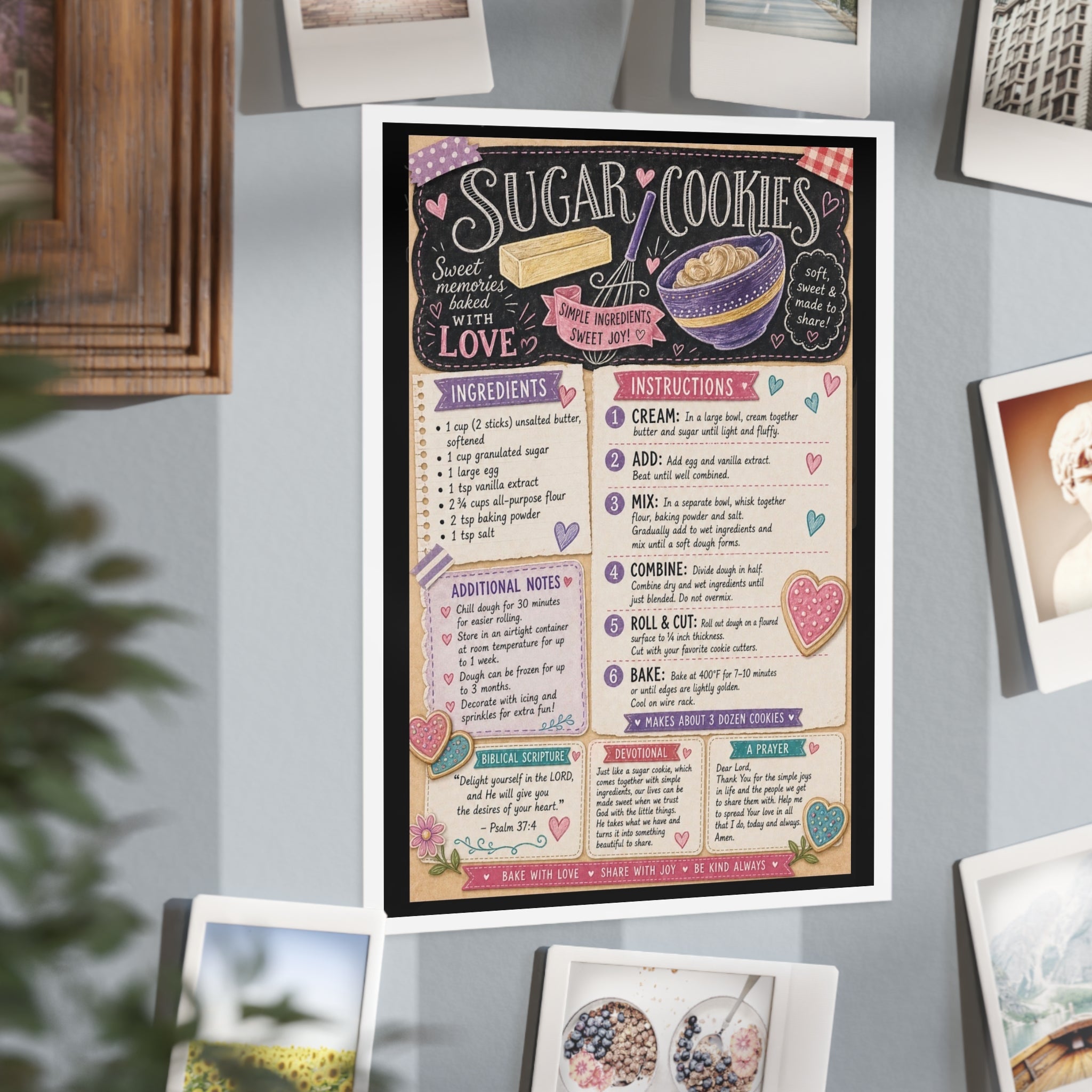Sugar Cookies Recipe Print — Decorative Kitchen Art Print