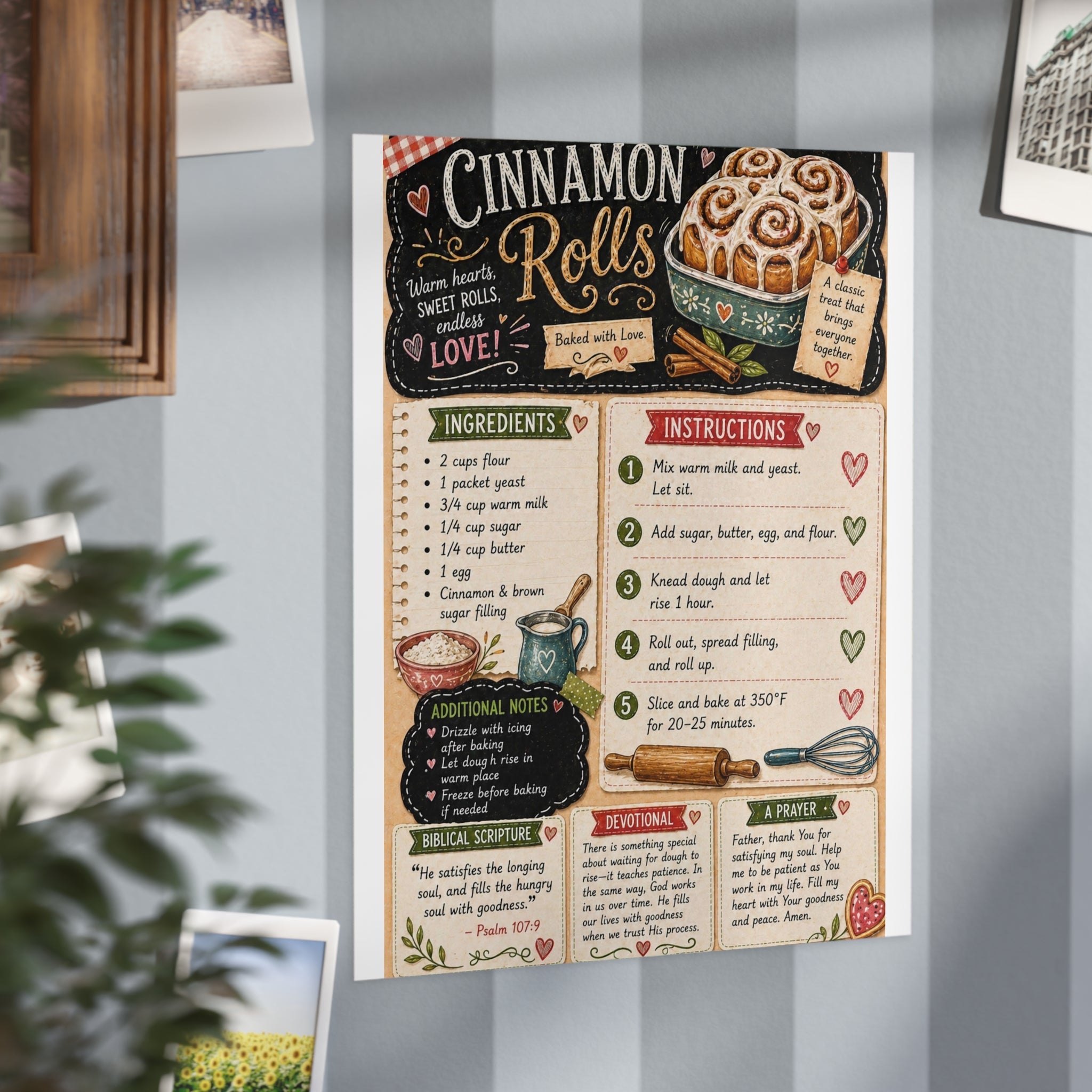 Cinnamon Rolls Recipe Print — Vintage Chalkboard Kitchen Art