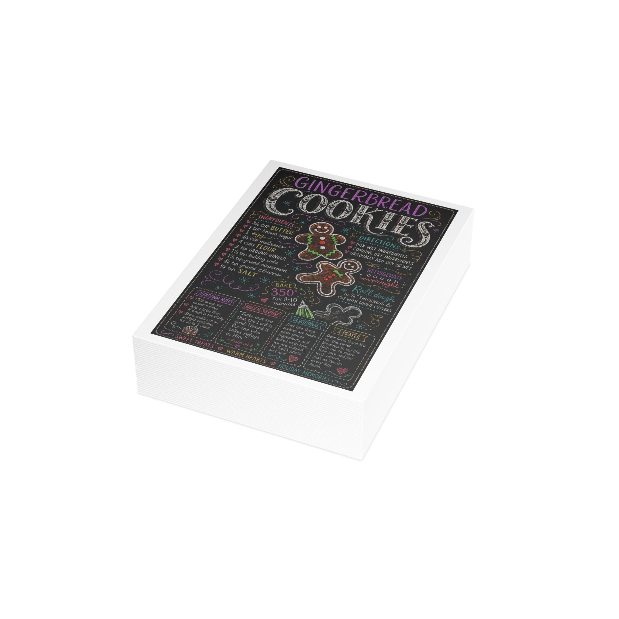 Gingerbread Cookie Recipe Holiday Postcard Bundles (envelopes included)