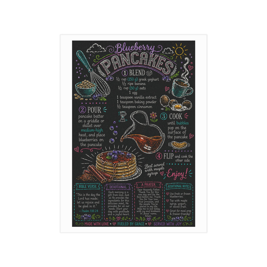 Blueberry Pancakes Recipe Print — Chalkboard Kitchen Art Unframed