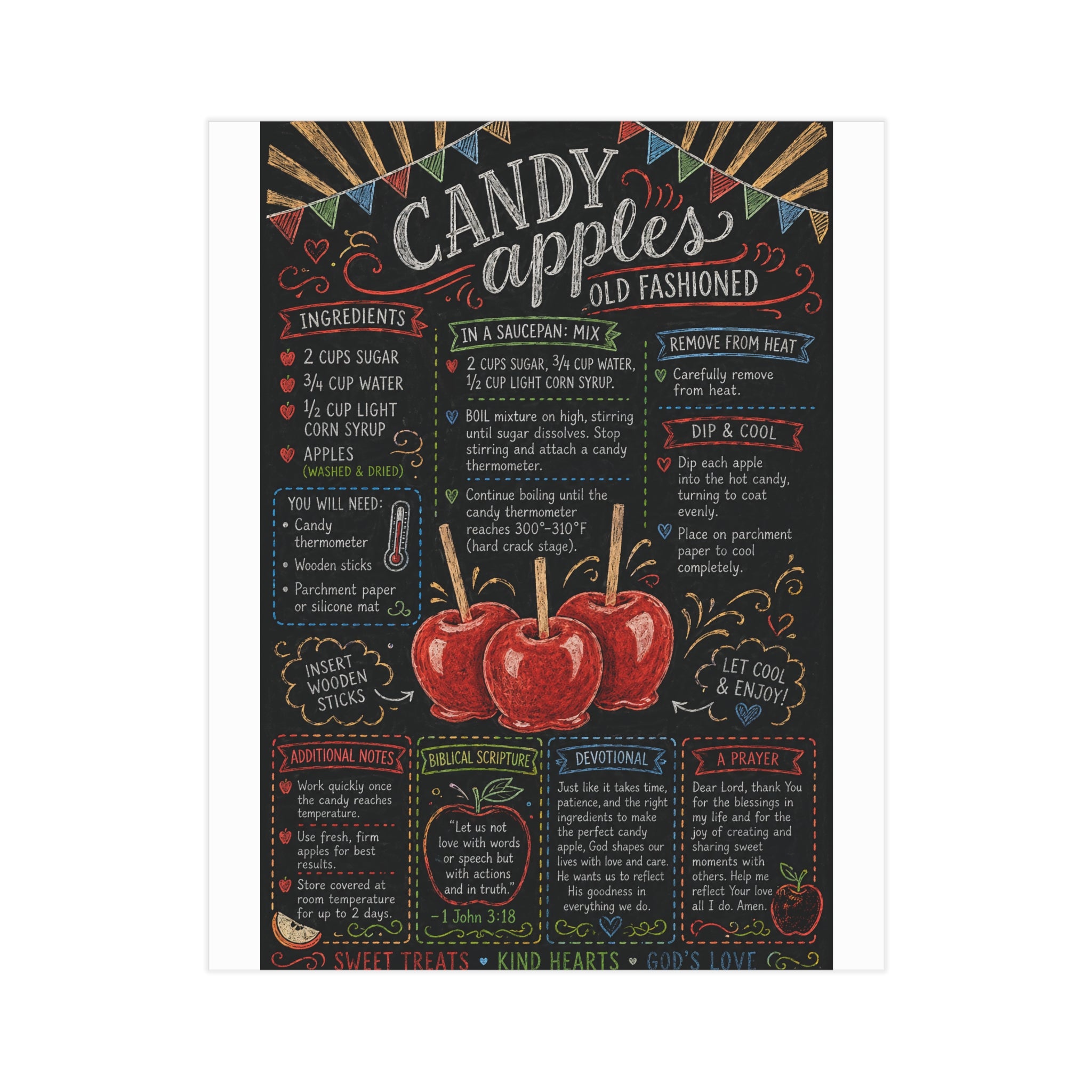 Candy Apples recipe print Unframed Prints | vintage chalkboard kitchen art