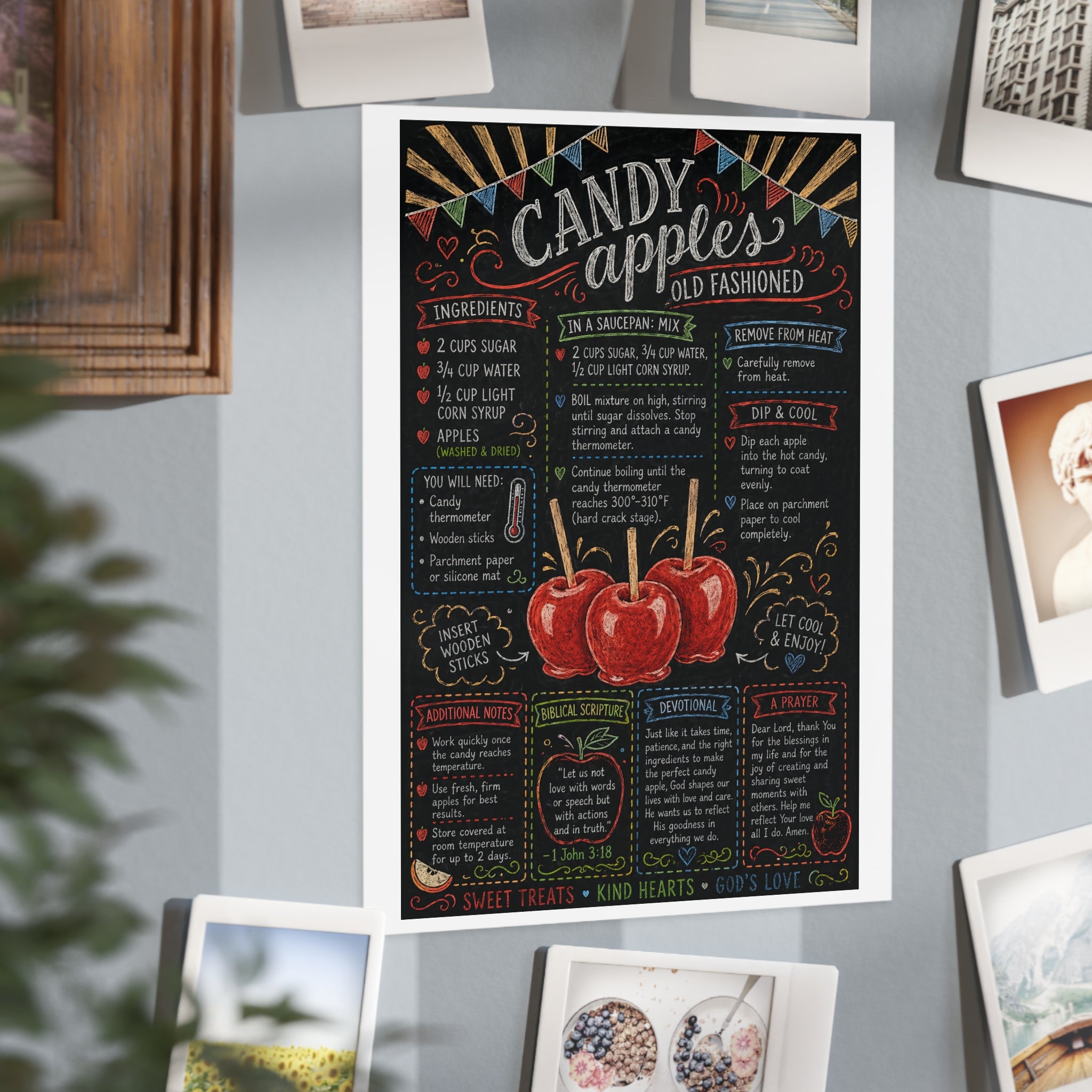Candy Apples recipe print Unframed Prints | vintage chalkboard kitchen art