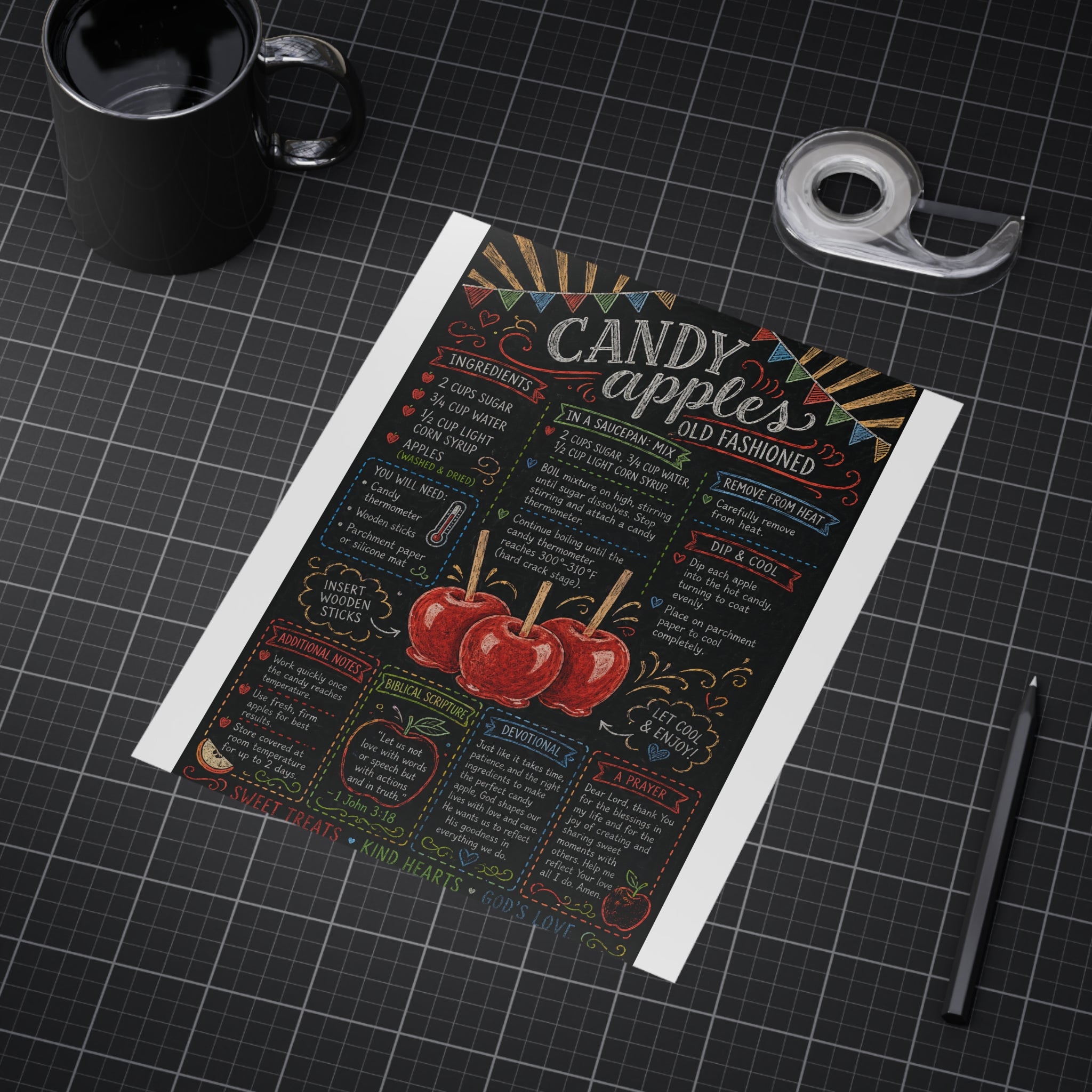 Candy Apples recipe print Unframed Prints | vintage chalkboard kitchen art