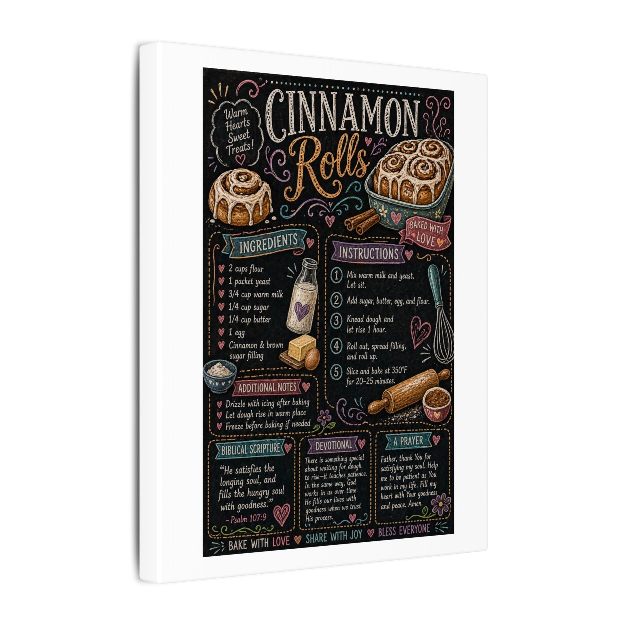 Cinnamon Rolls Recipe Chalkboard Matte Canvas