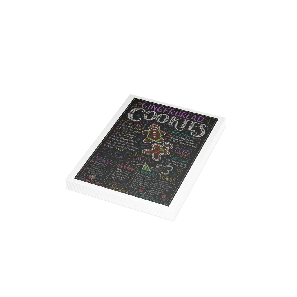 Gingerbread Cookie Recipe Holiday Postcard Bundles (envelopes included)