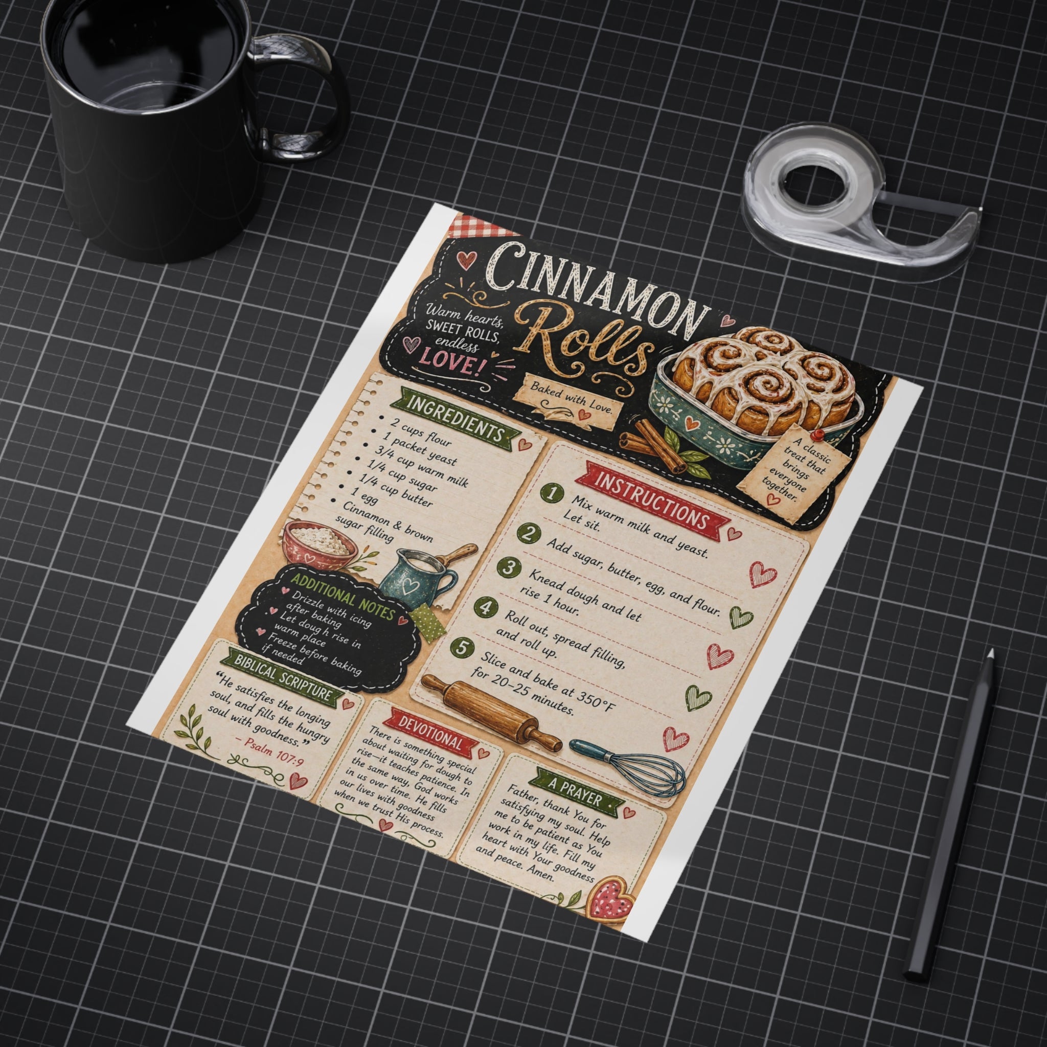 Cinnamon Rolls Recipe Print — Vintage Chalkboard Kitchen Art
