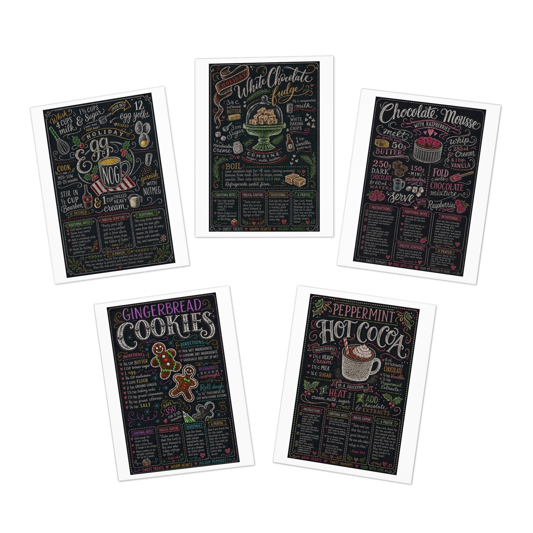 Holiday Baking Recipe Chalkboard Greeting Cards