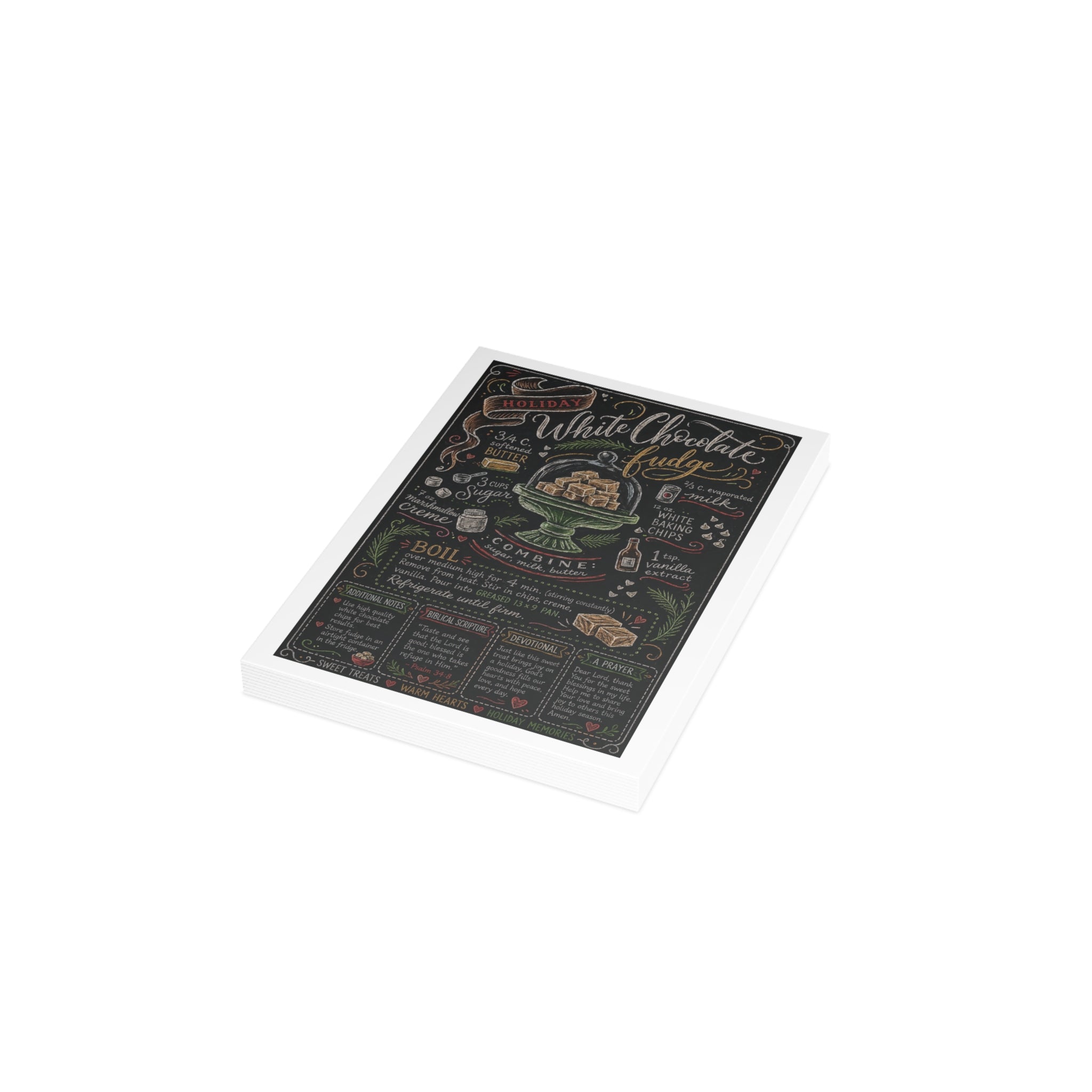 White Chocolate Fudge Holiday Postcard Bundles (envelopes included)