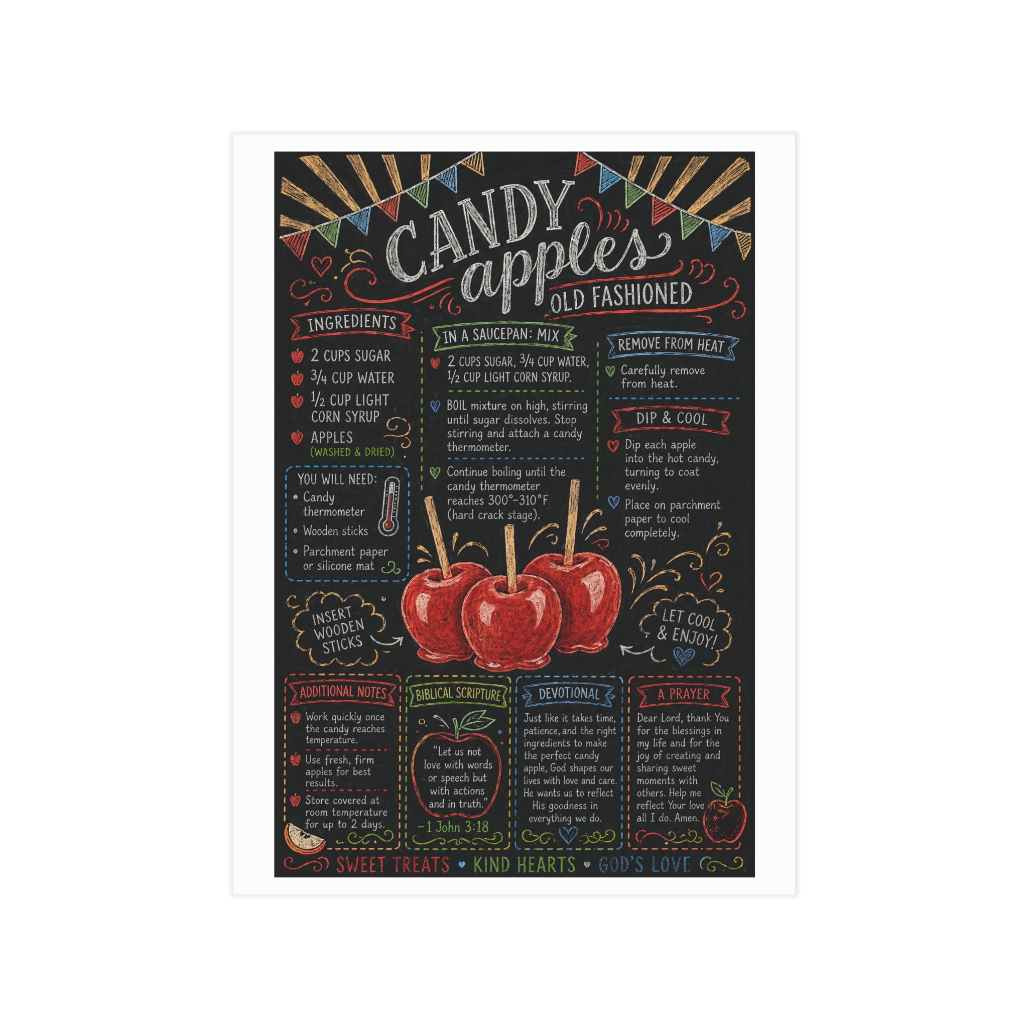 Candy Apples recipe print Unframed Prints | vintage chalkboard kitchen art