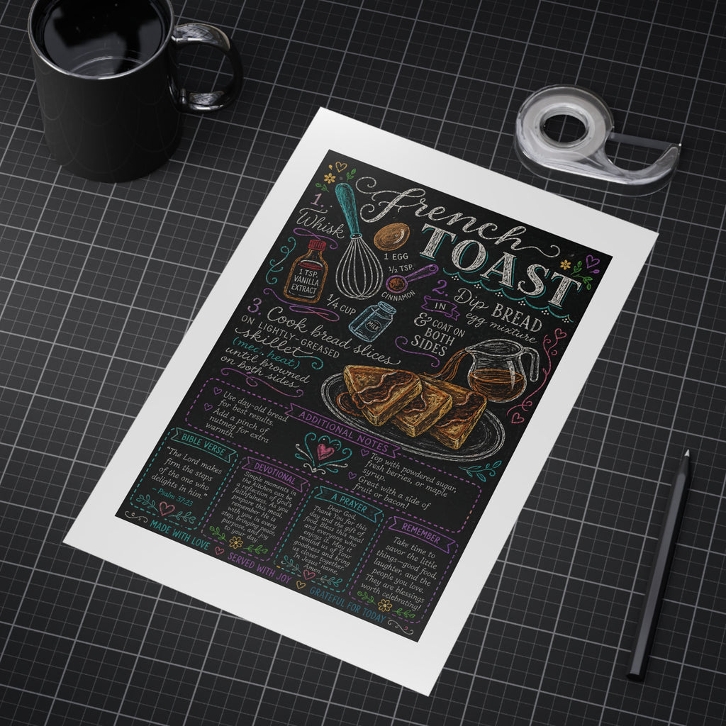 French Toast Recipe Print — Chalkboard Kitchen Art Unframed