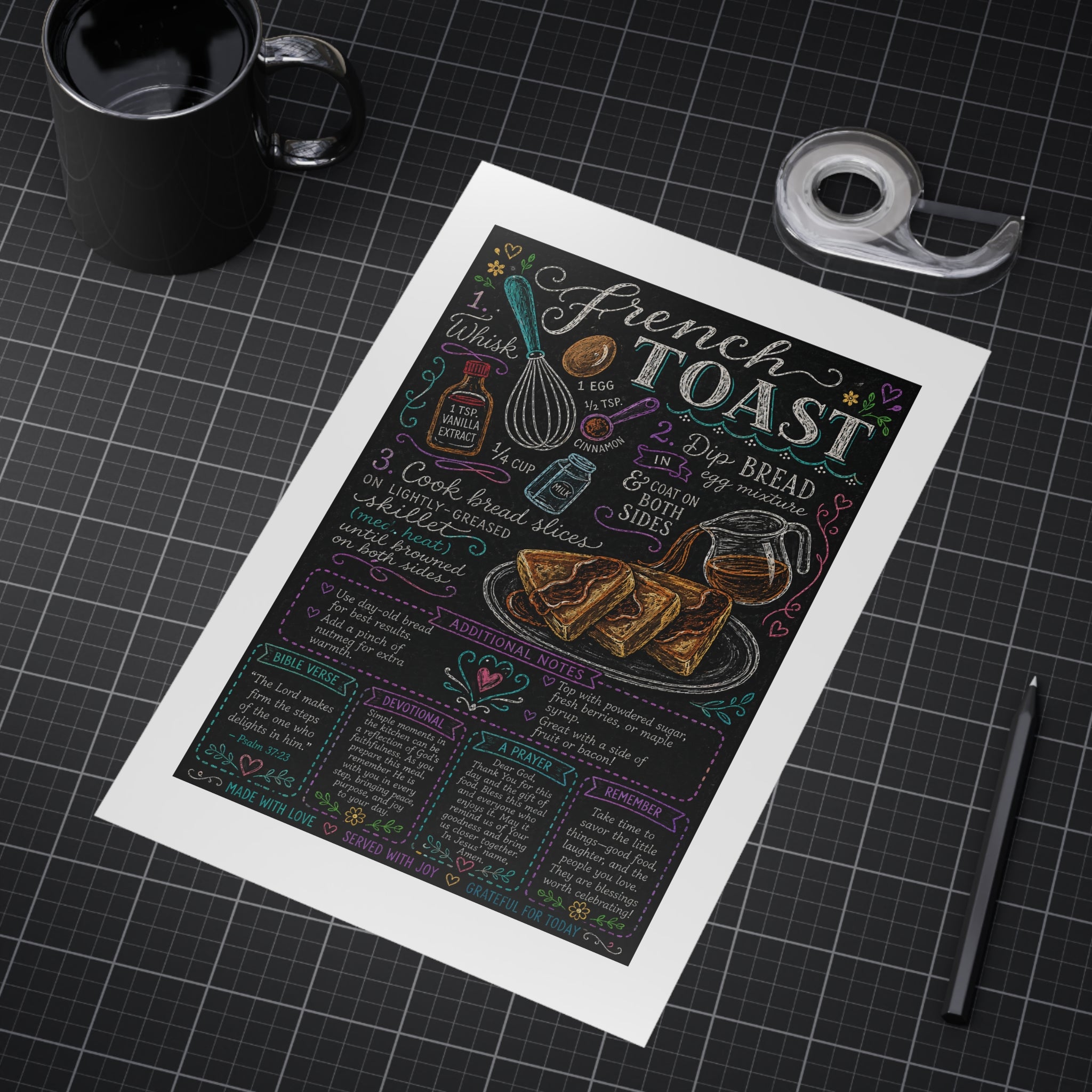 French Toast Recipe Print — Chalkboard Kitchen Art Unframed
