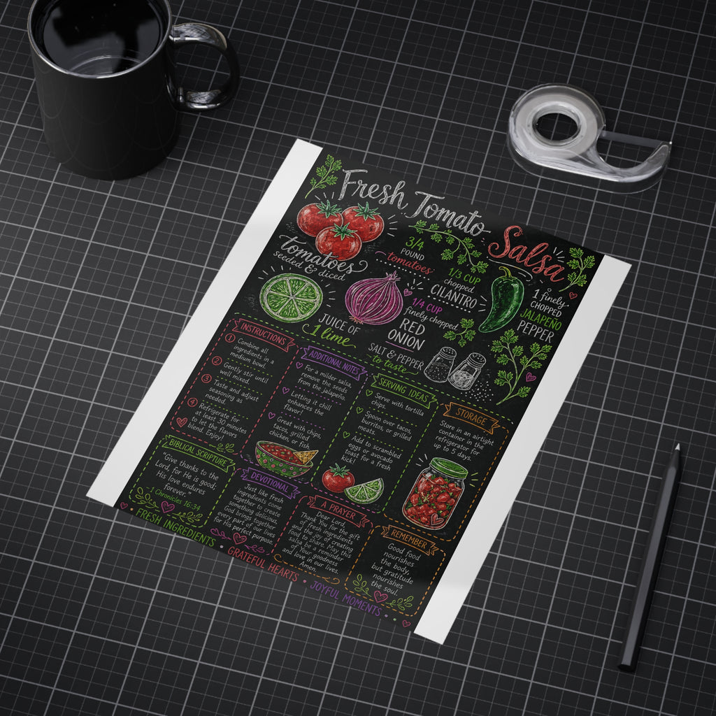 Fresh Tomato Salsa Recipe Print Unframed | Kitchen Chalkboard Art