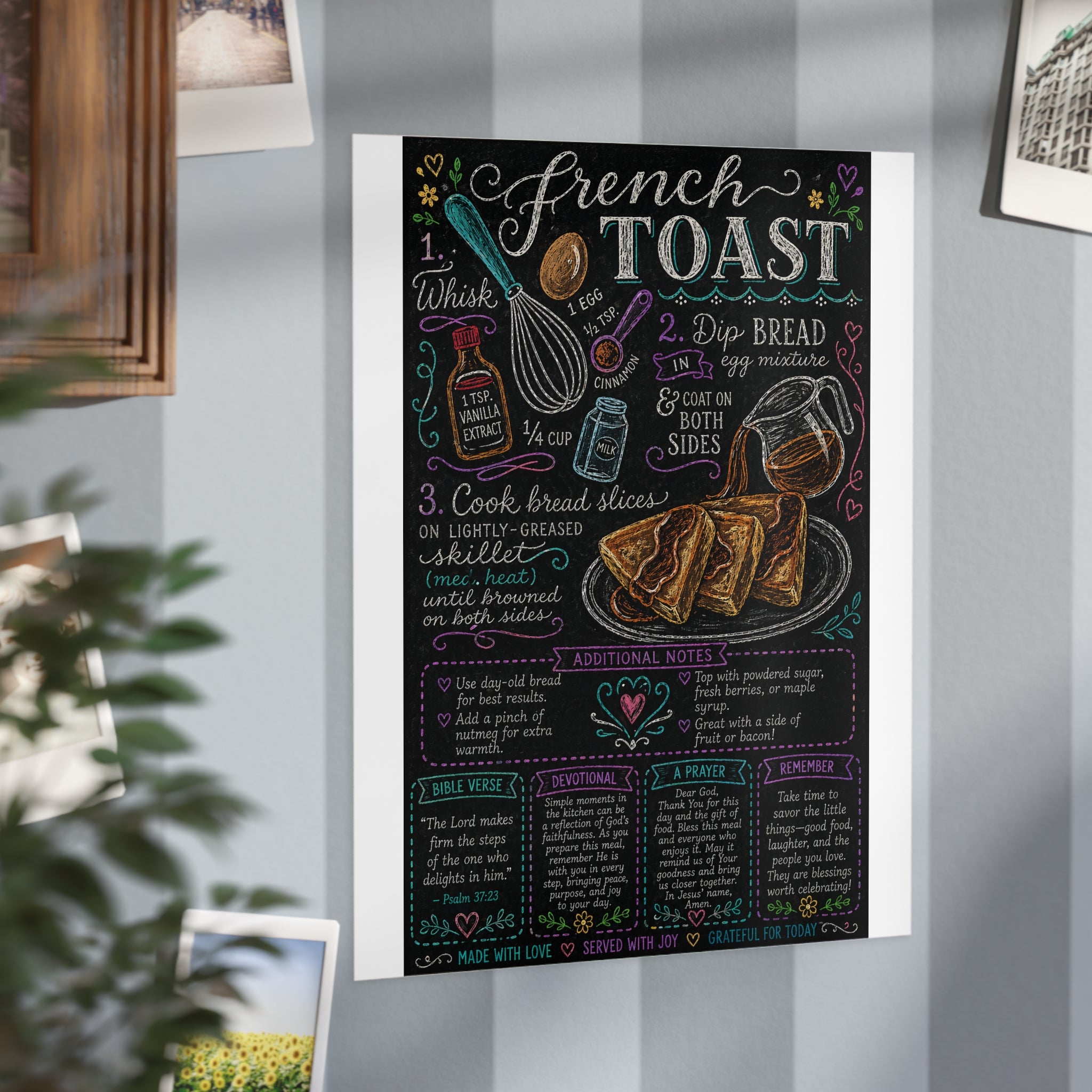 French Toast Recipe Print — Chalkboard Kitchen Art Unframed