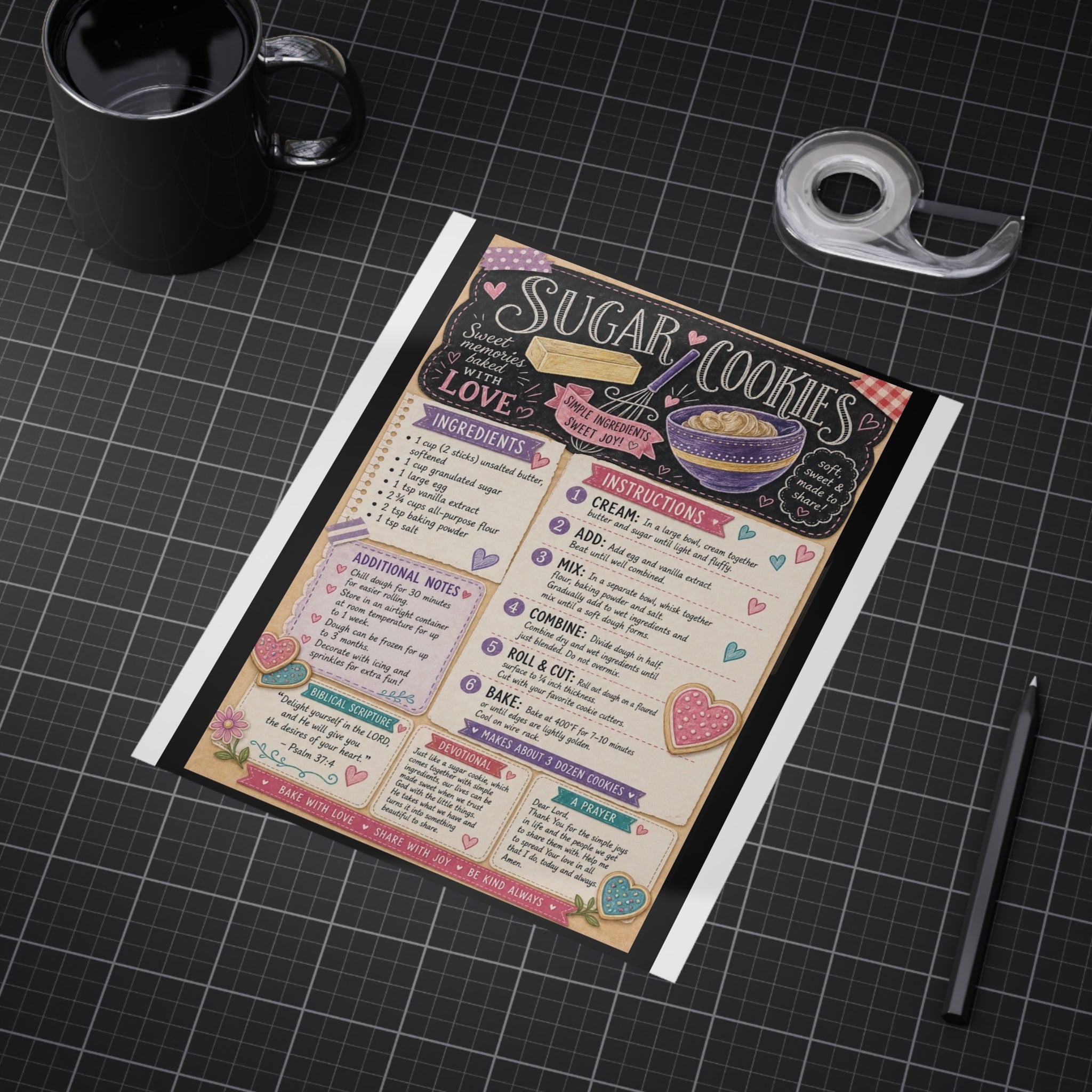 Sugar Cookies Recipe Print — Decorative Kitchen Art Print