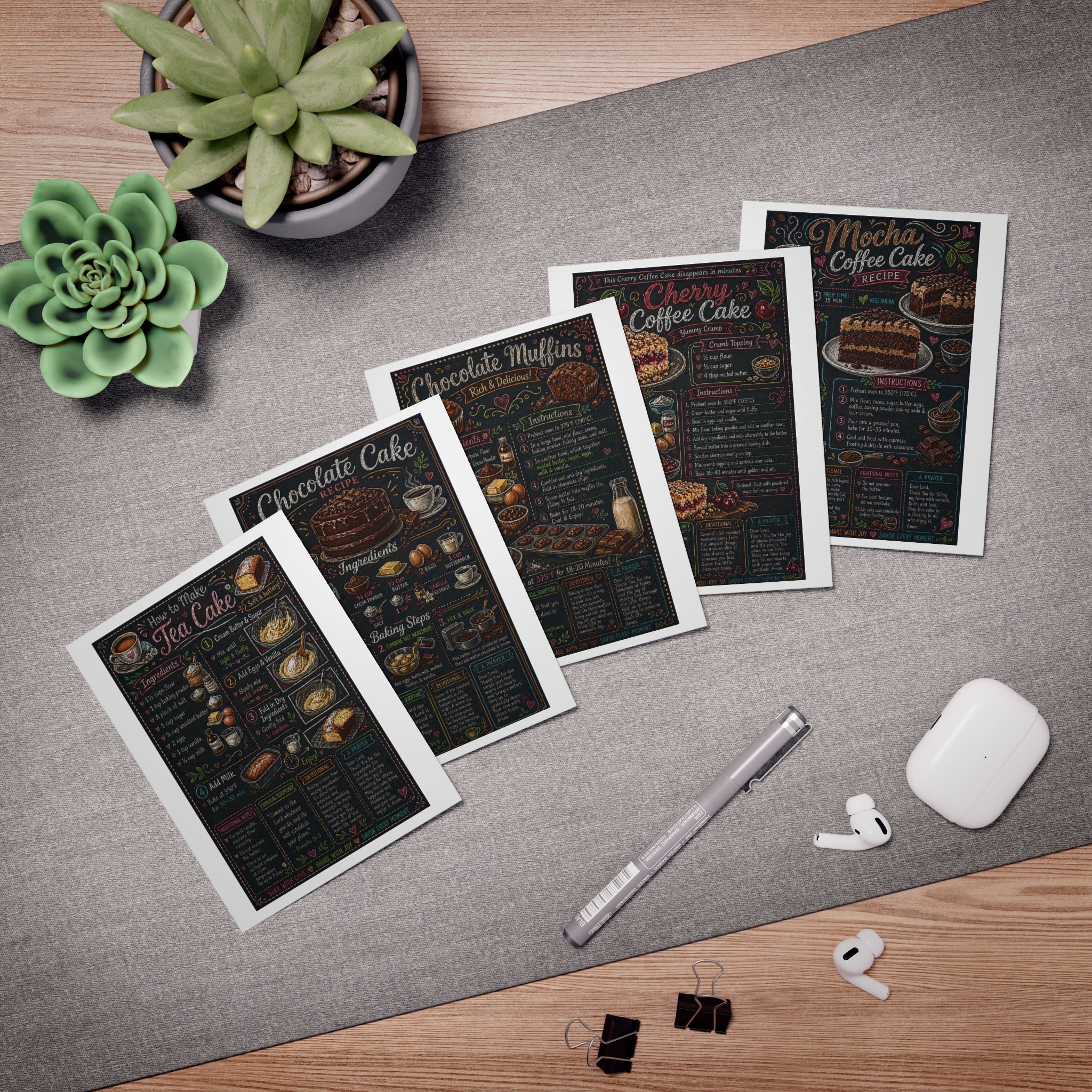 Recipe Chalkboard Birthday Cake Cards, Greeting Card Set (5-Pack)