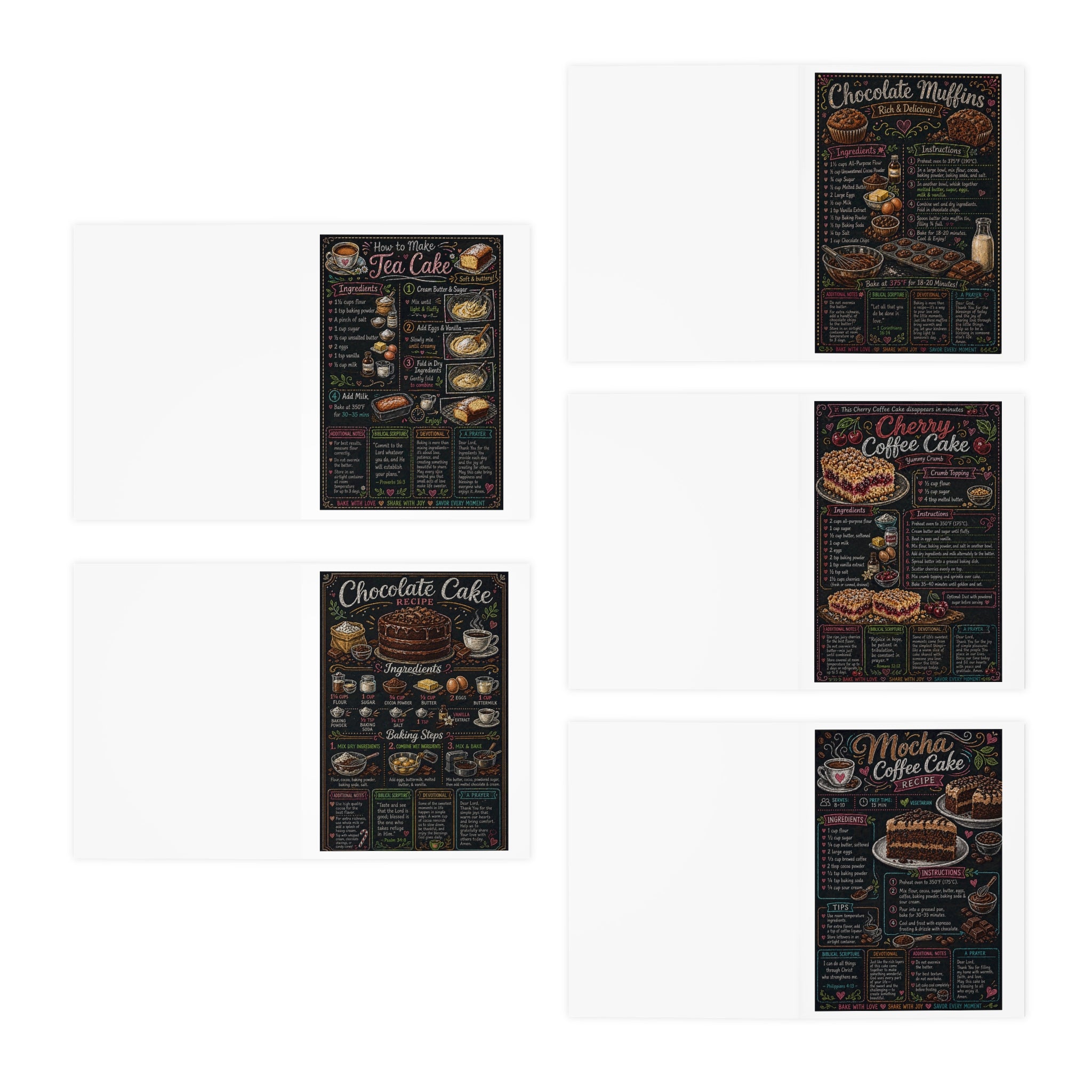 Recipe Chalkboard Birthday Cake Cards, Greeting Card Set (5-Pack)