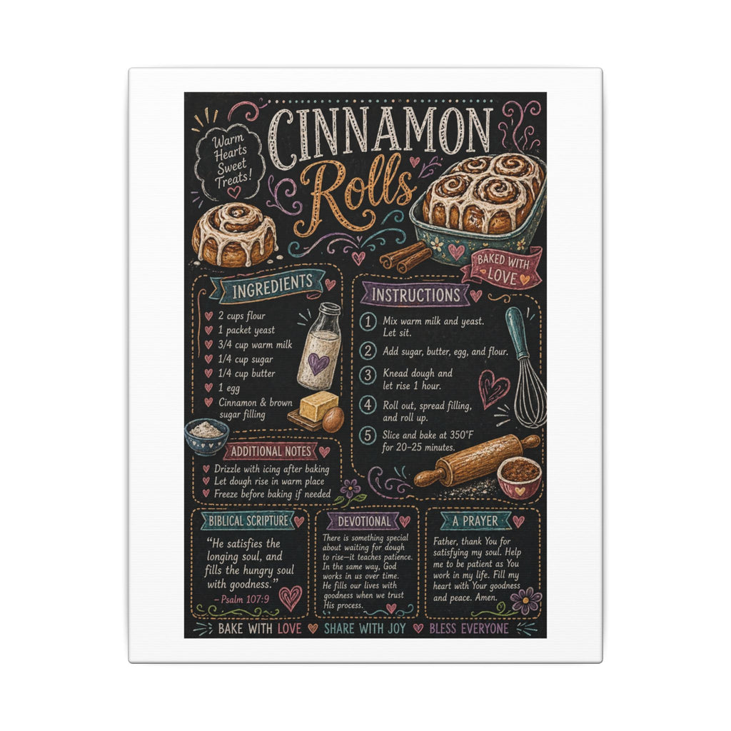 Cinnamon Rolls Recipe Chalkboard Matte Canvas