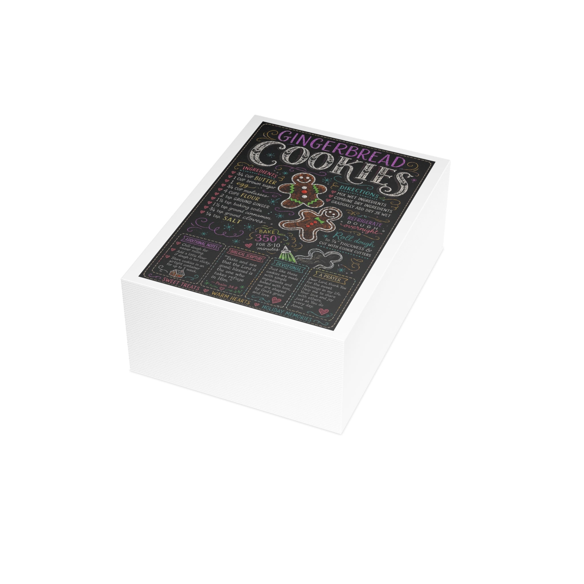 Gingerbread Cookie Recipe Holiday Postcard Bundles (envelopes included)