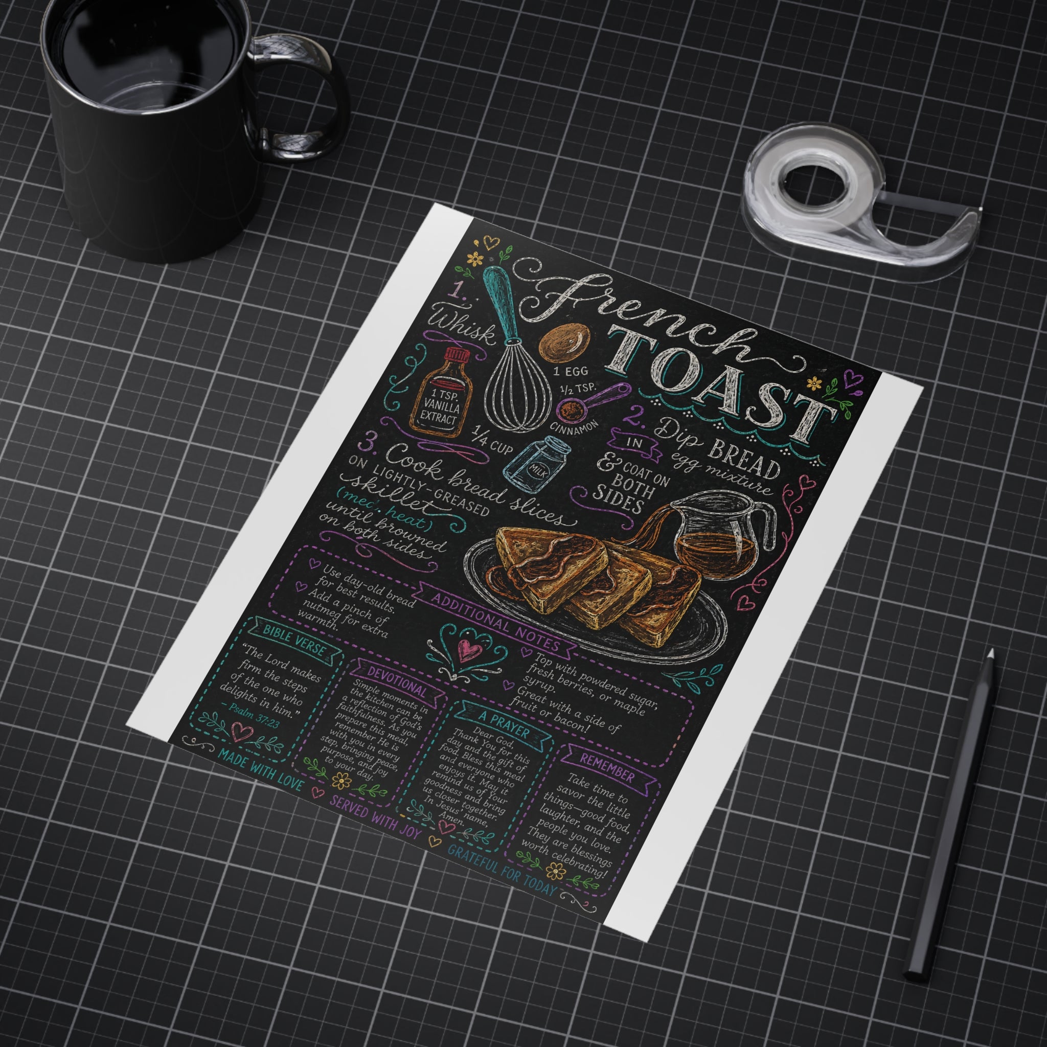 French Toast Recipe Print — Chalkboard Kitchen Art Unframed