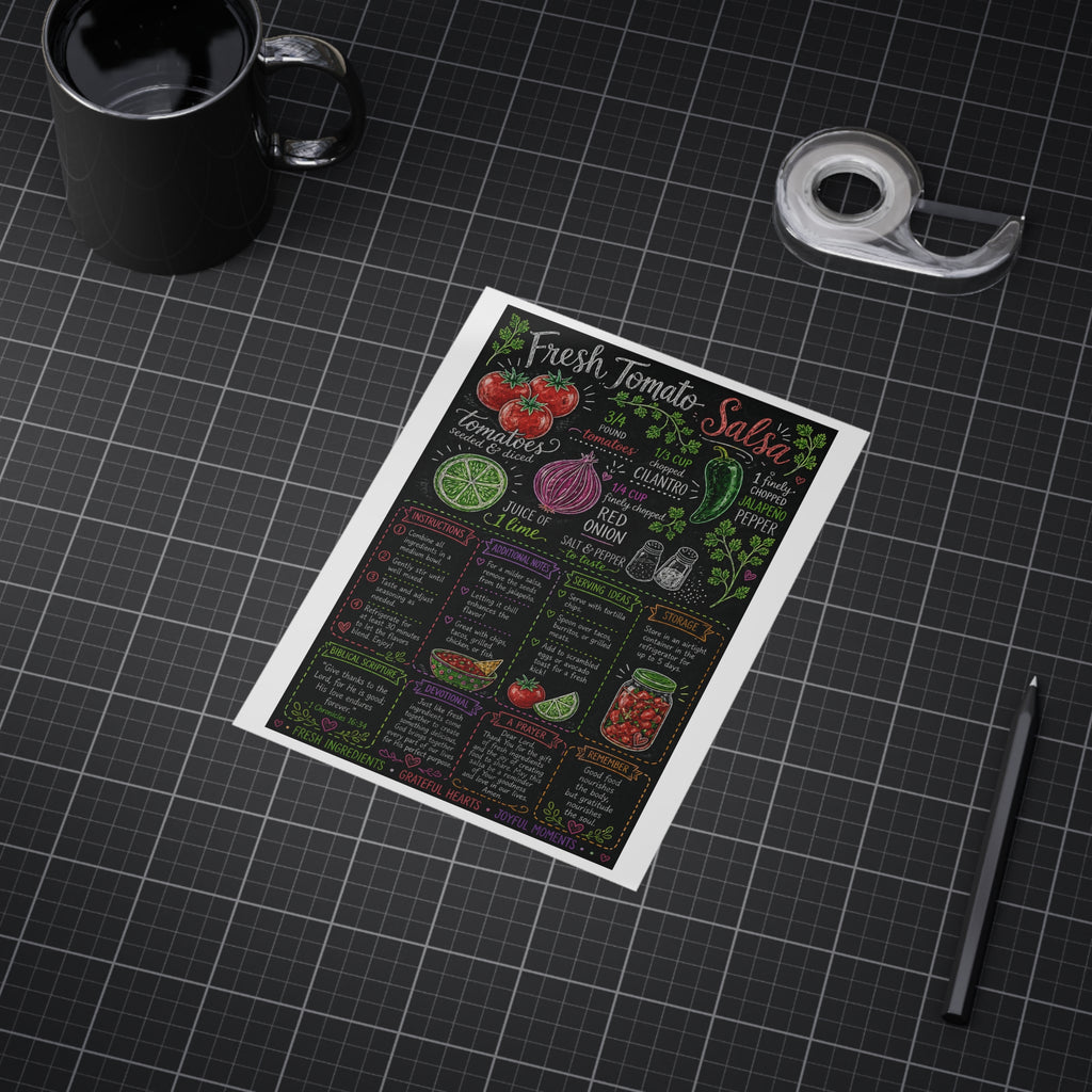 Fresh Tomato Salsa Recipe Print Unframed | Kitchen Chalkboard Art