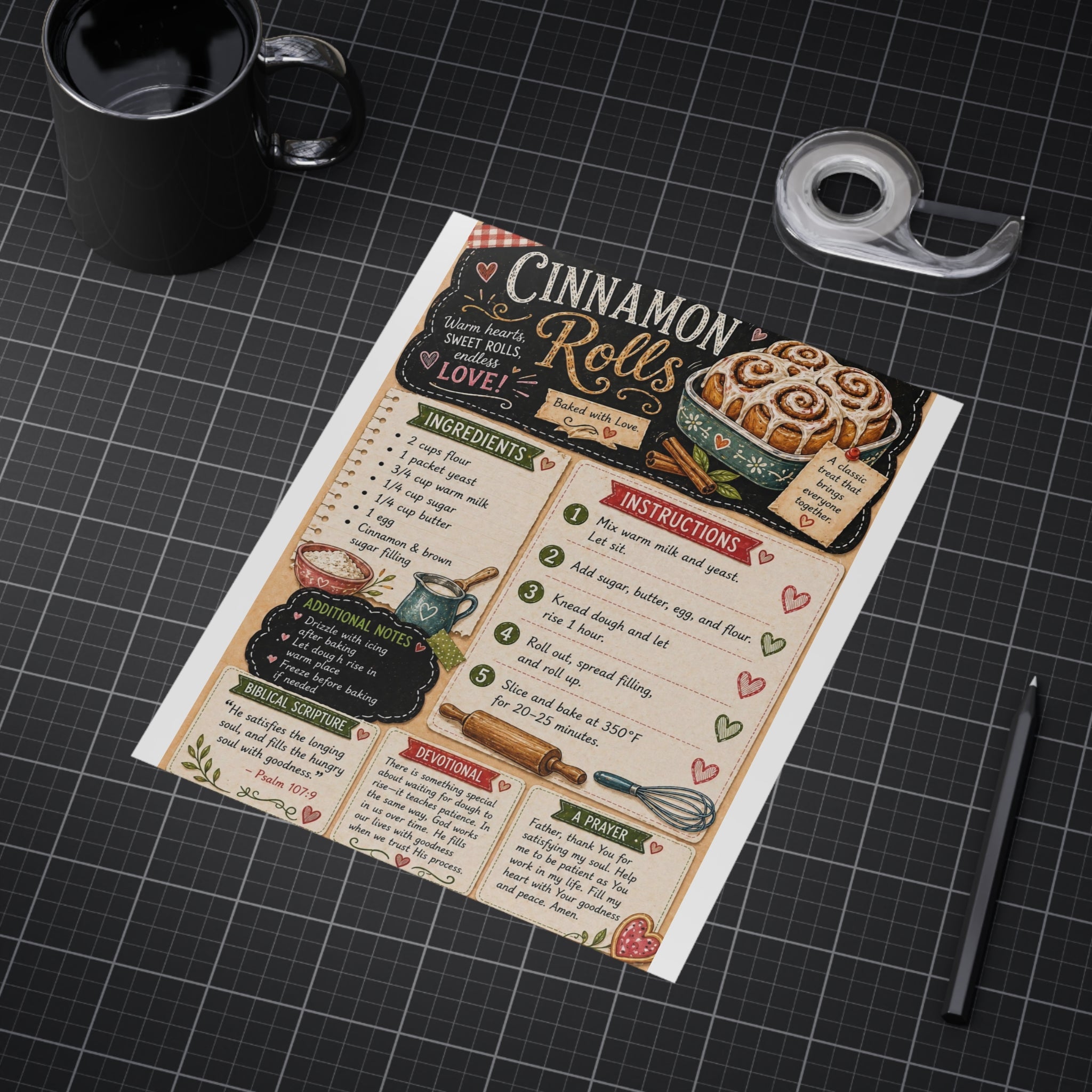 Cinnamon Rolls Recipe Print — Vintage Chalkboard Kitchen Art