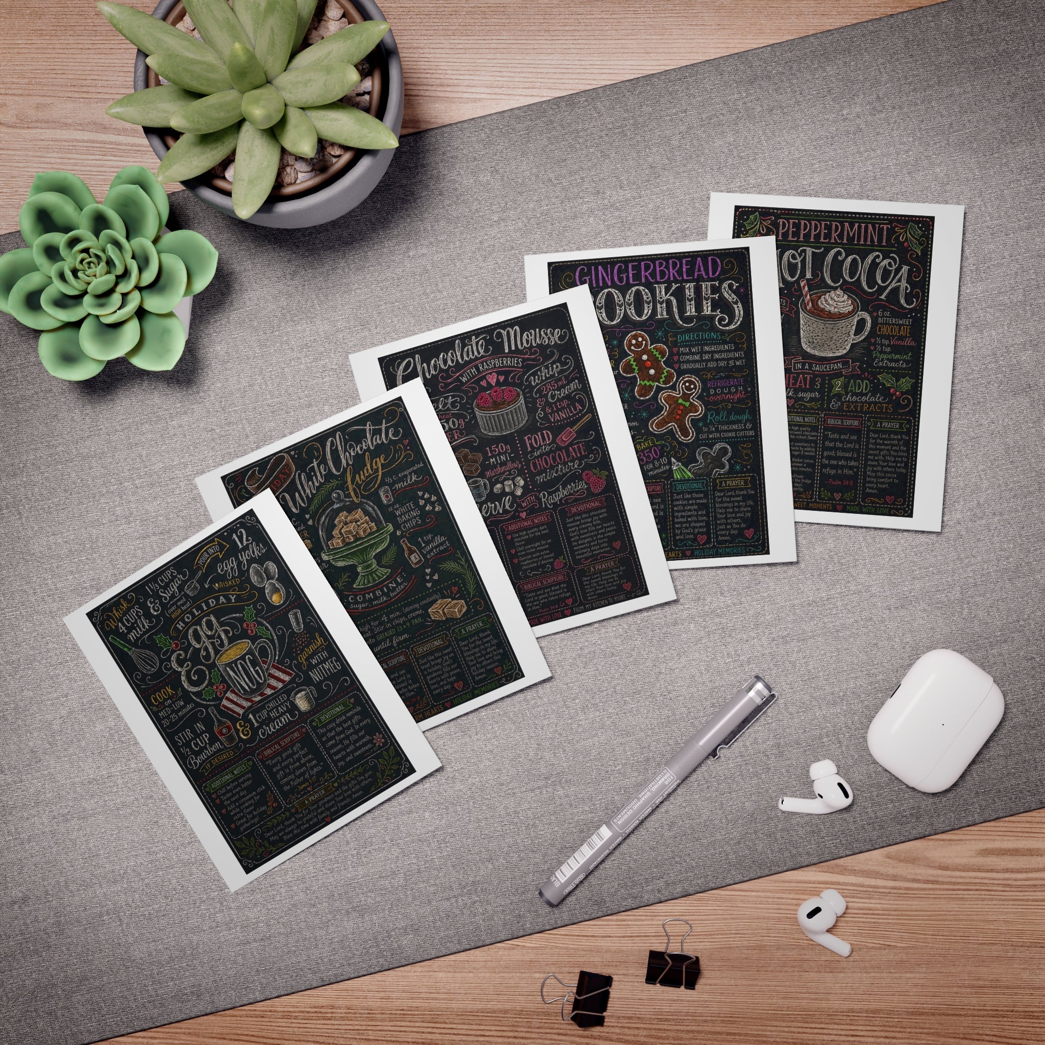 Holiday Baking Recipe Chalkboard Greeting Cards