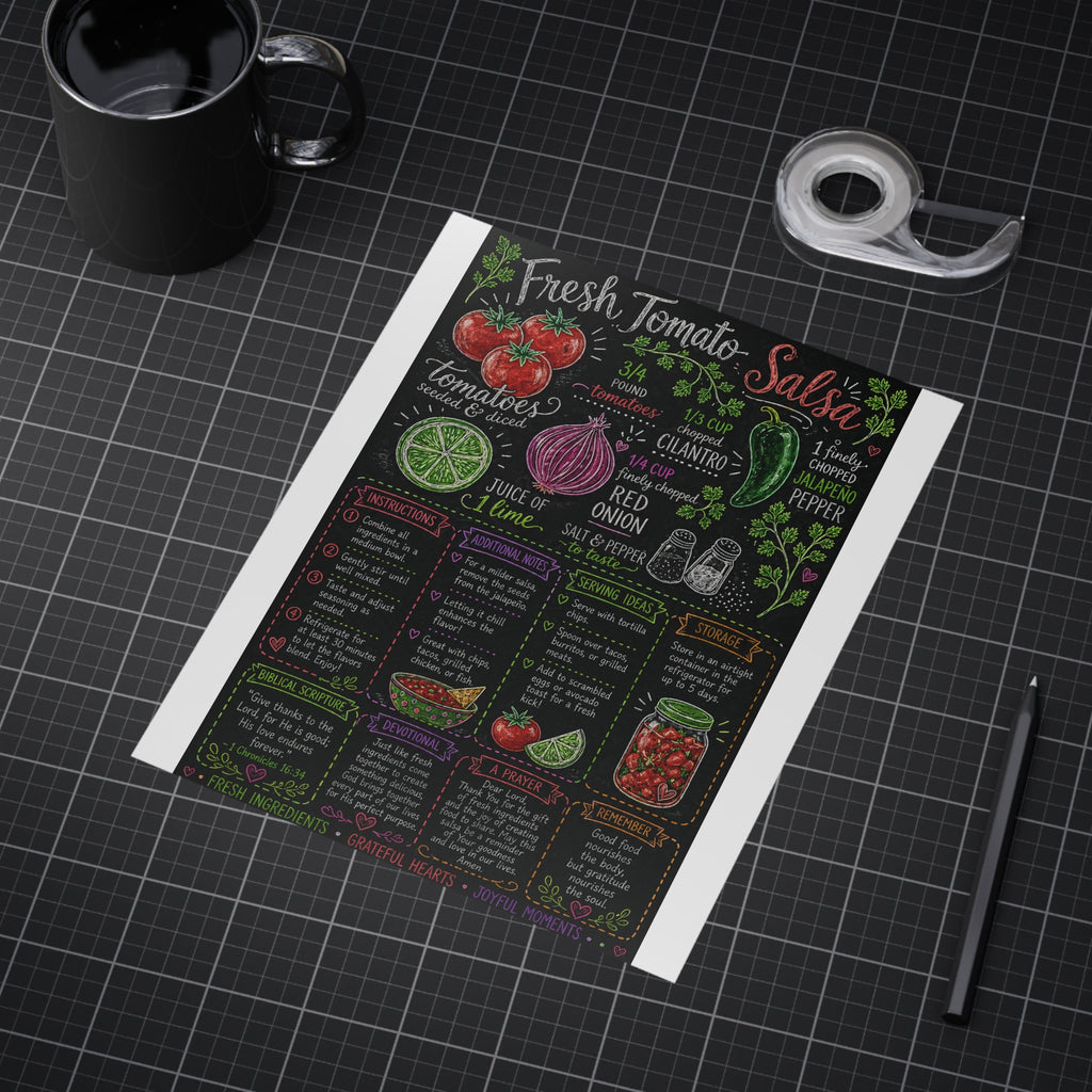 Fresh Tomato Salsa Recipe Print Unframed | Kitchen Chalkboard Art