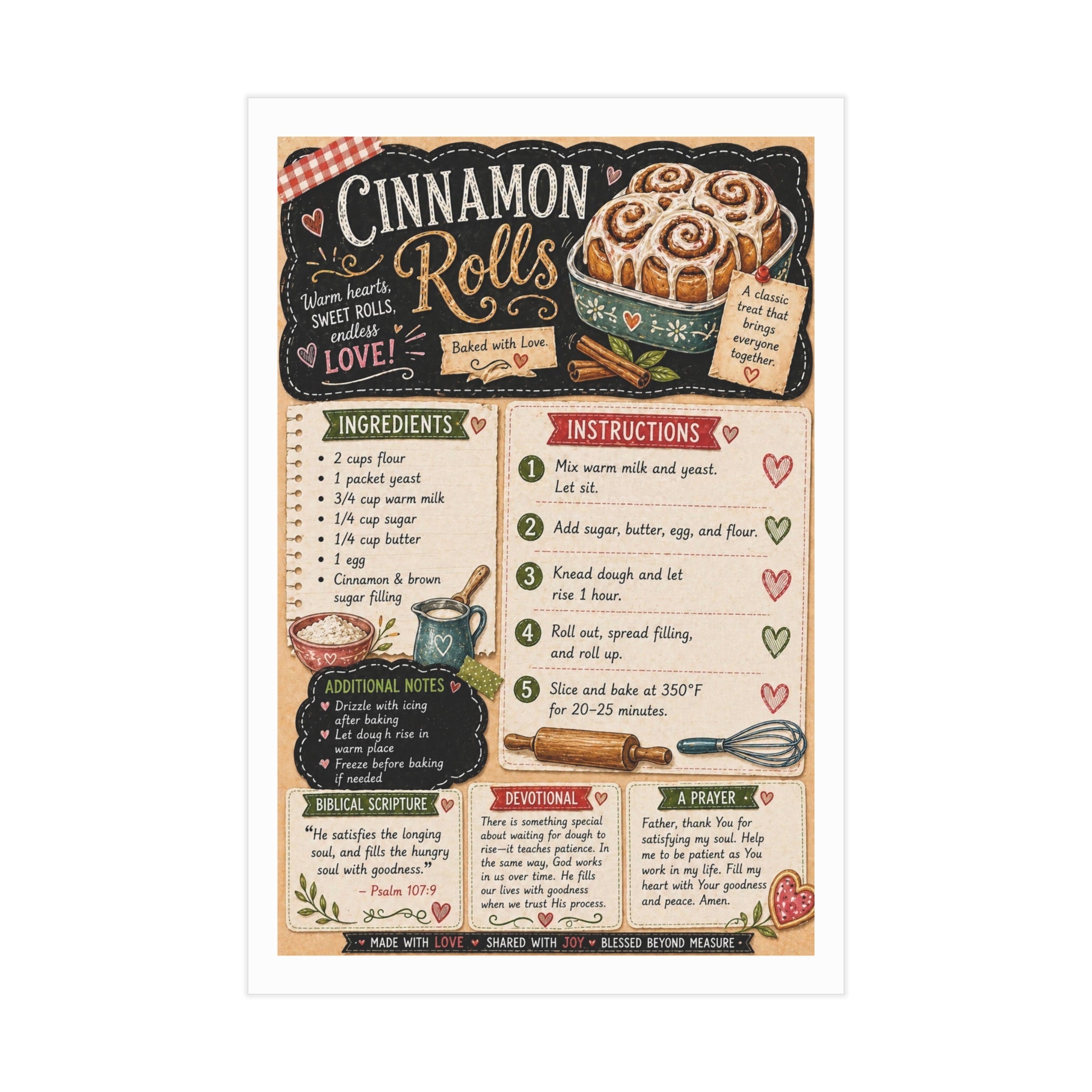 Cinnamon Rolls Recipe Print — Vintage Chalkboard Kitchen Art