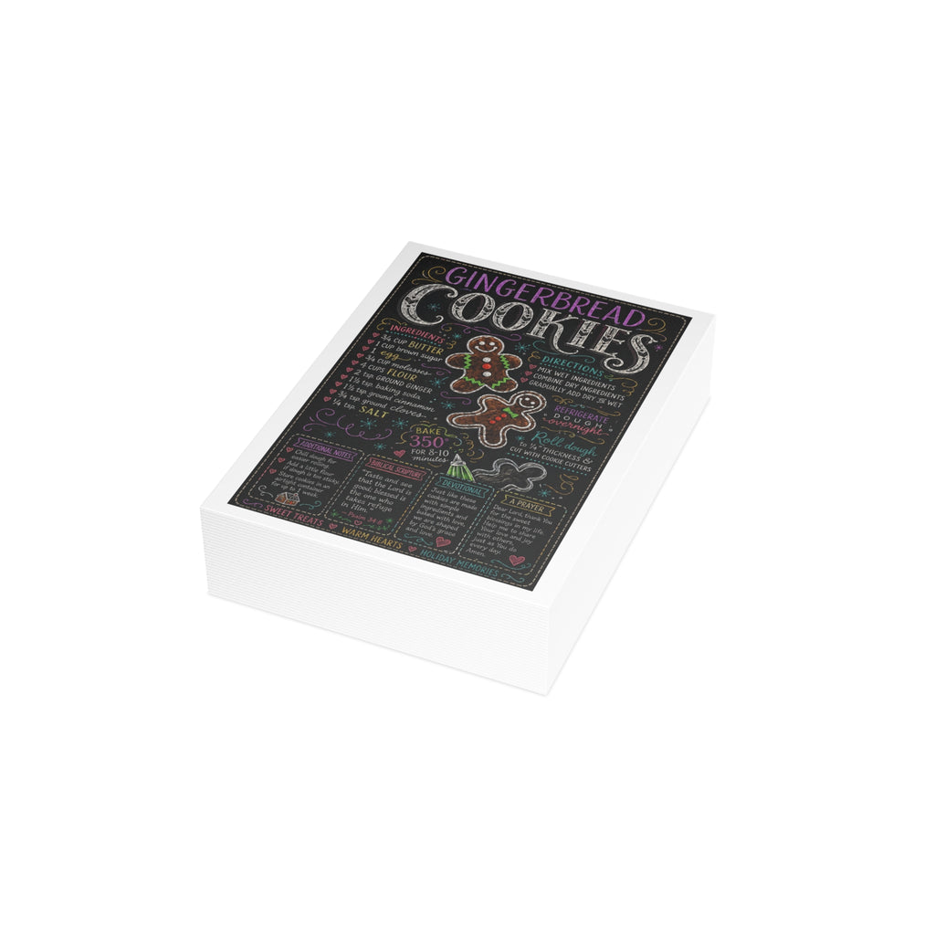 Gingerbread Cookie Recipe Holiday Postcard Bundles (envelopes included)