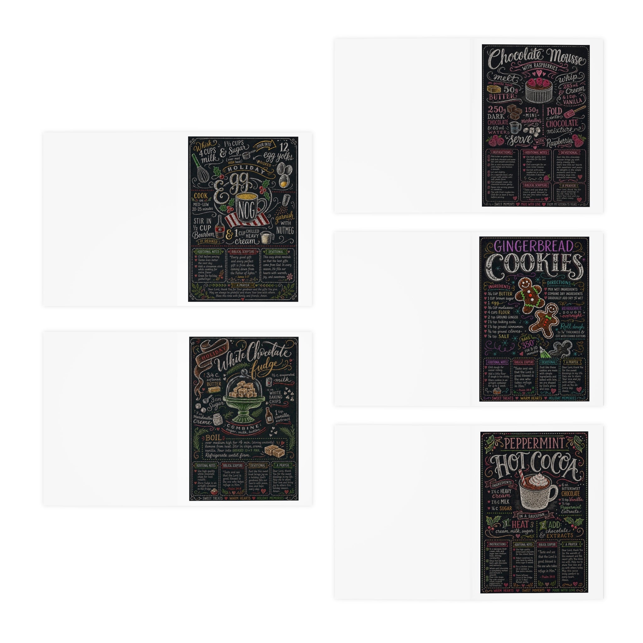 Holiday Baking Recipe Chalkboard Greeting Cards