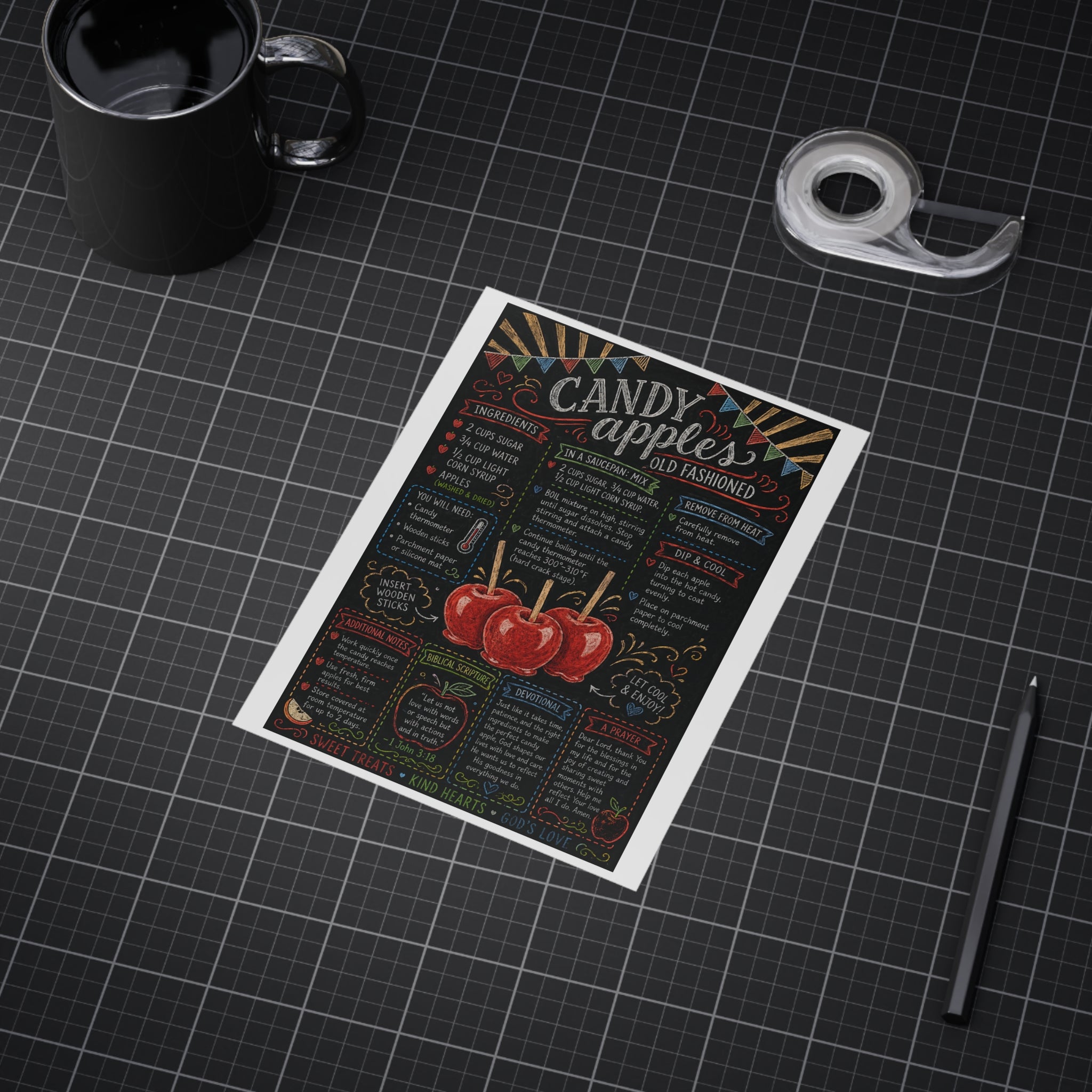 Candy Apples recipe print Unframed Prints | vintage chalkboard kitchen art