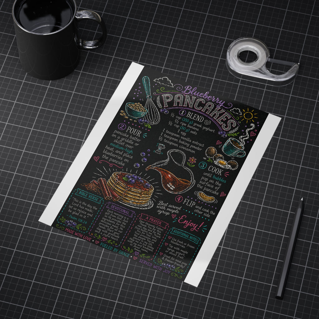 Blueberry Pancakes Recipe Print — Chalkboard Kitchen Art Unframed