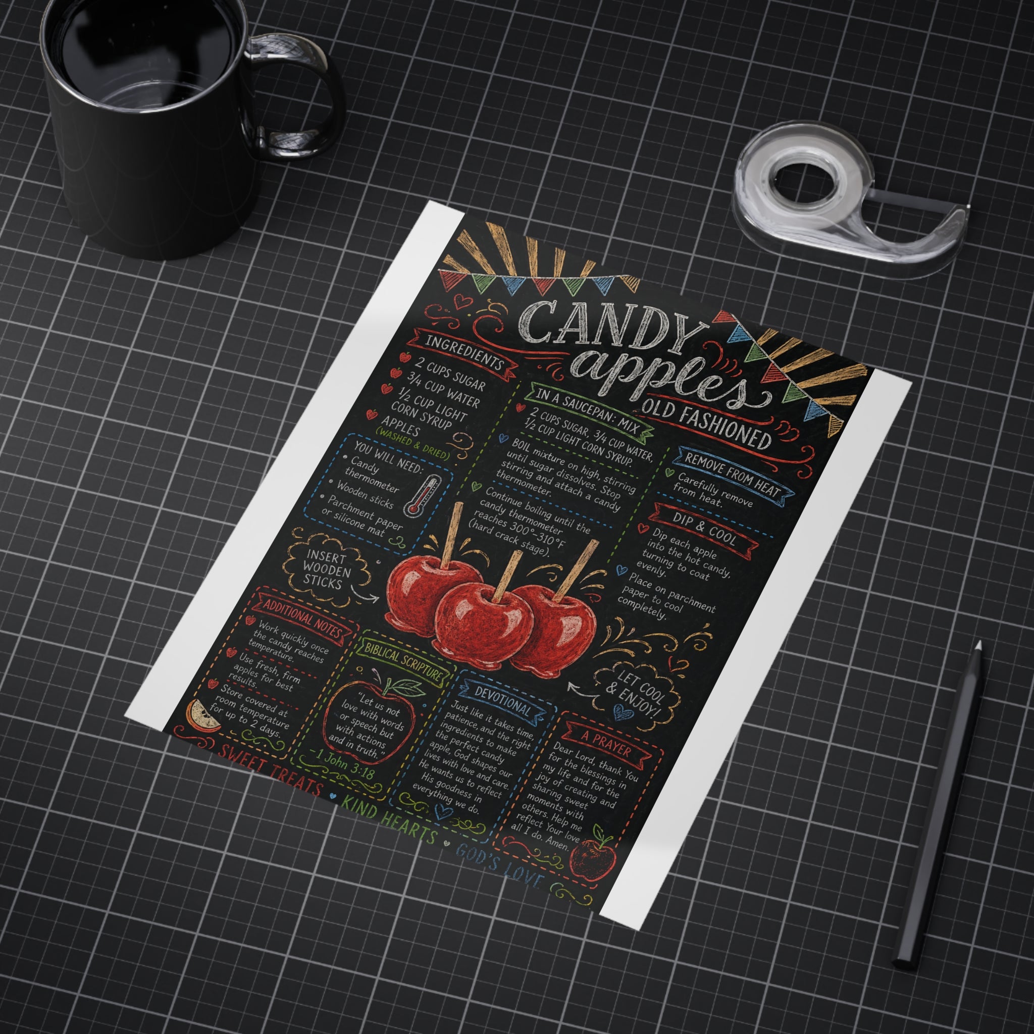 Candy Apples recipe print Unframed Prints | vintage chalkboard kitchen art