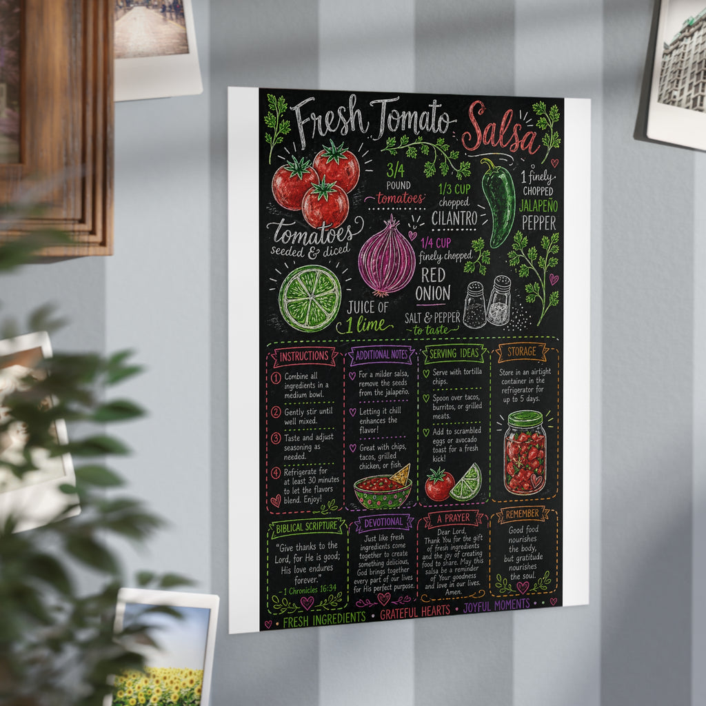 Fresh Tomato Salsa Recipe Print Unframed | Kitchen Chalkboard Art