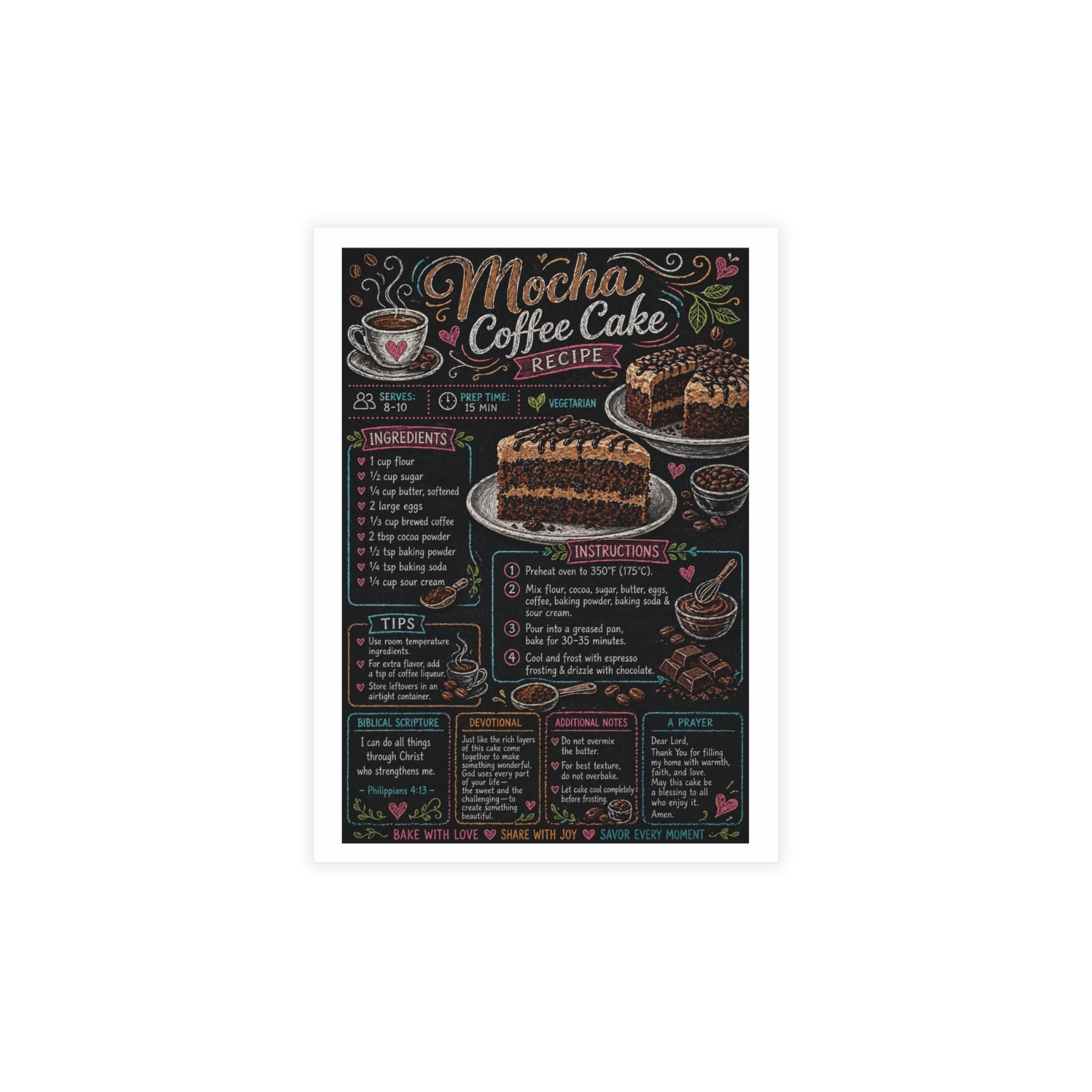 Mocha Coffee Birthday Cake Postcard Bundles (envelopes included)