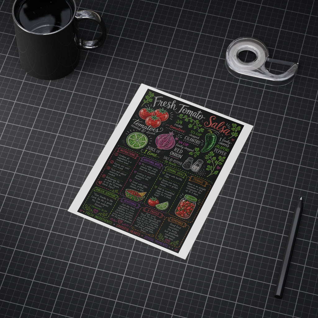Fresh Tomato Salsa Recipe Print Unframed | Kitchen Chalkboard Art