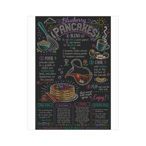 Blueberry Pancakes Recipe Print — Chalkboard Kitchen Art Unframed